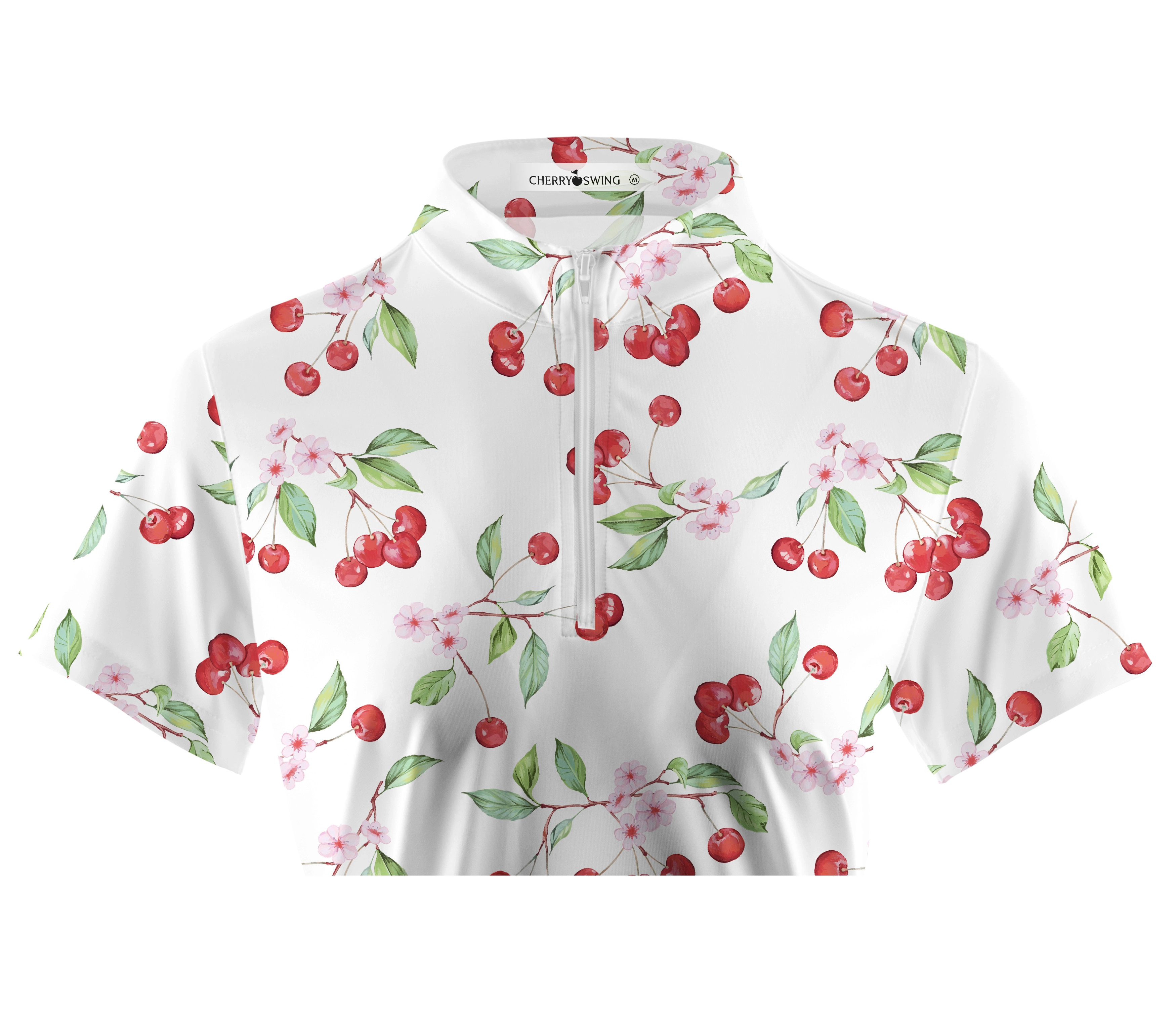 Cherryswing Women's Cherry Blossoms Short Sleeve Polos