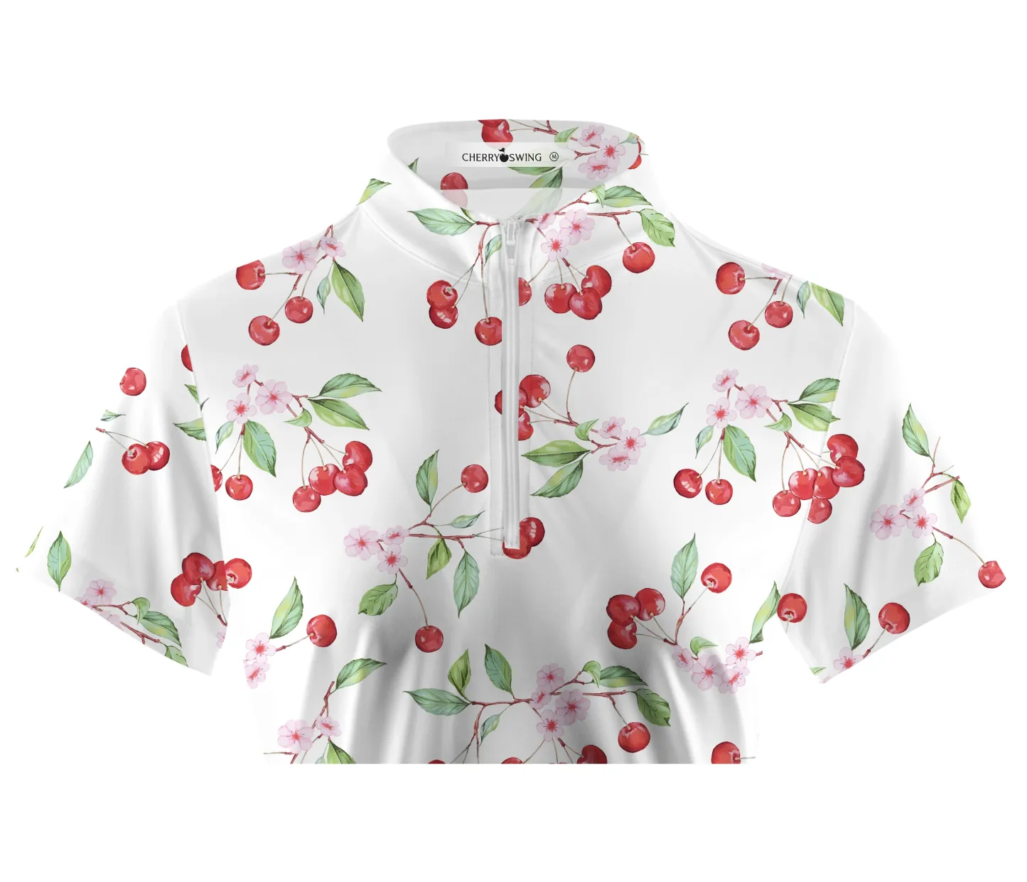Cherryswing Women's Cherry Blossoms Short Sleeve Polos