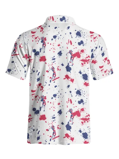 Cherryswing Silhouetted Golfers Men's Golf Short Sleeve Polos 