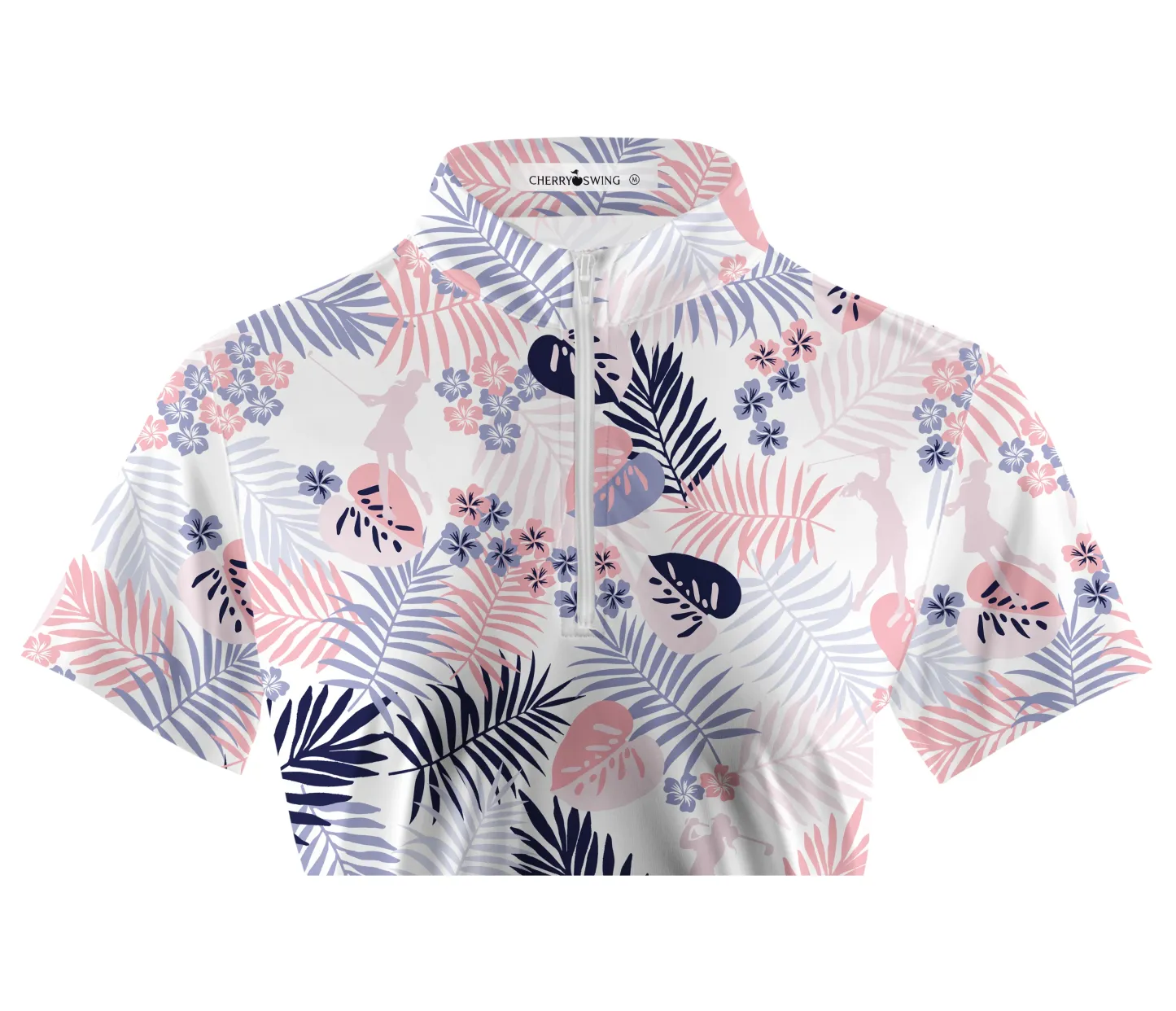 Cherryswing Women's Decorative Plants Short Sleeve Polos