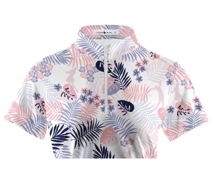 Cherryswing Women's Decorative Plants Short Sleeve Polos