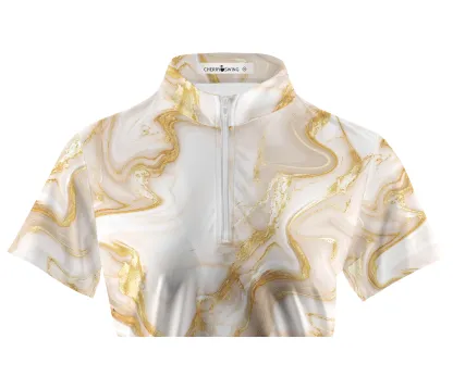 Cherryswing Women's Luxurious Marble Short Sleeve Polos