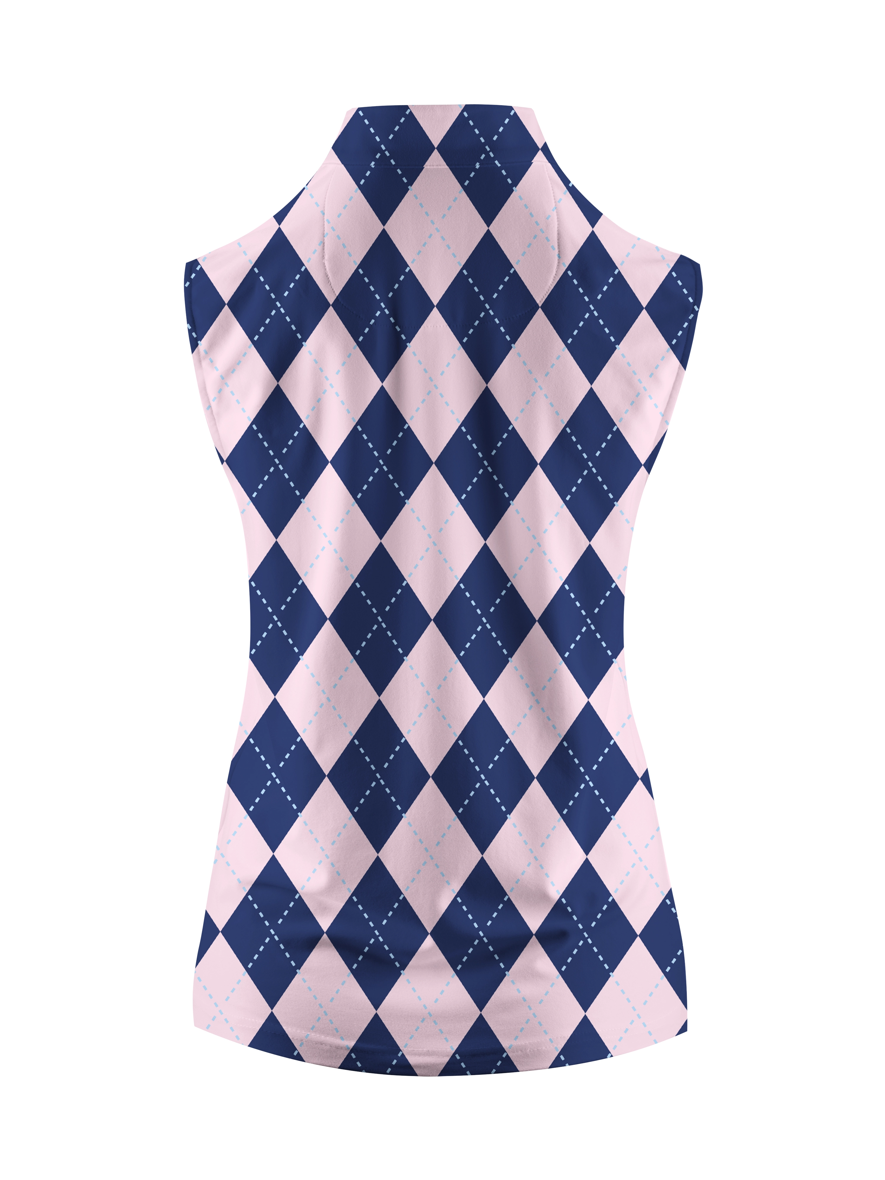 Cherryswing Women's Classic Argyle Patterns Golf Sleeveless Polo Shirt