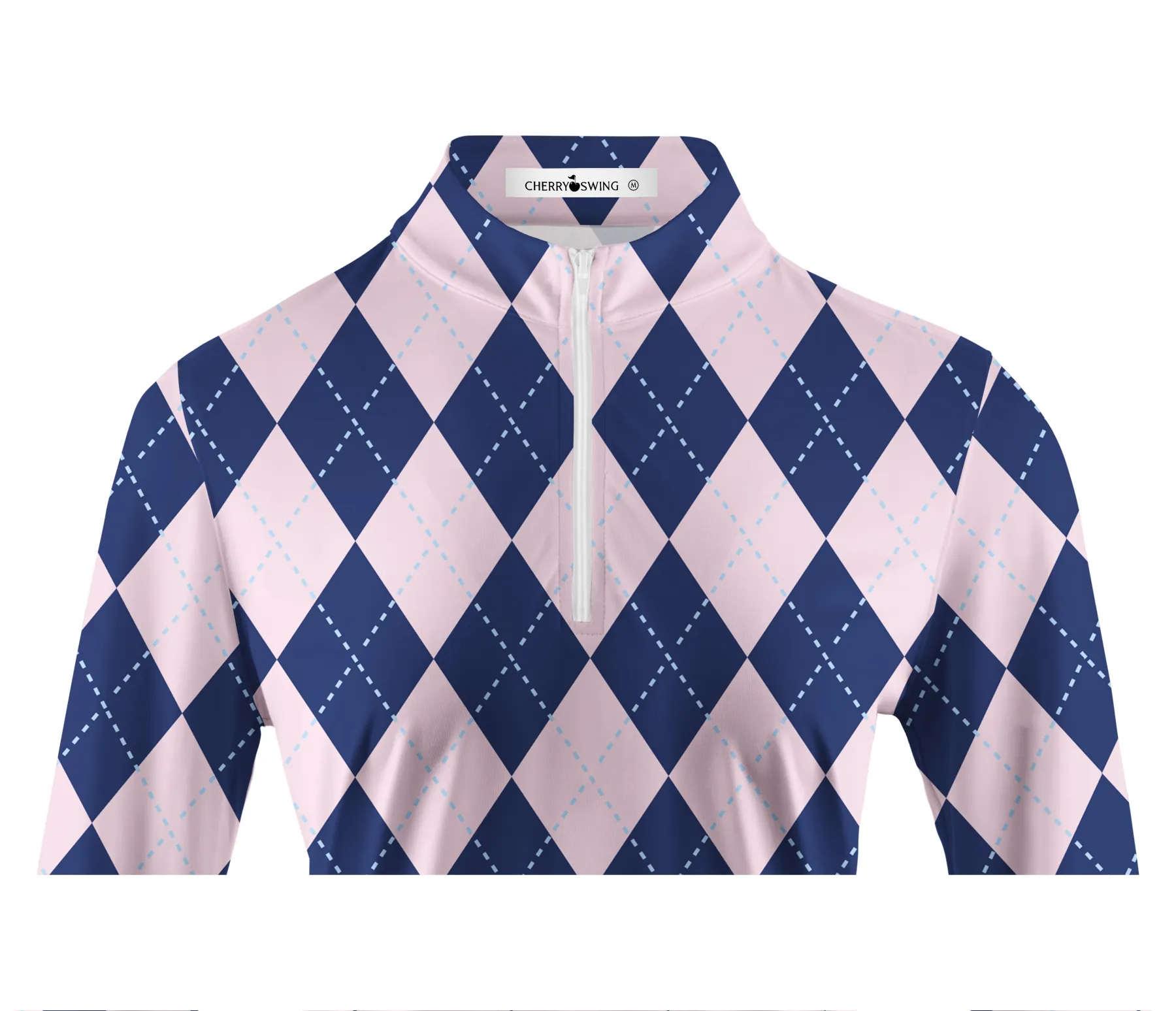 Cherryswing Women's Classic Argyle Patterns Long Sleeve Polo Shirt