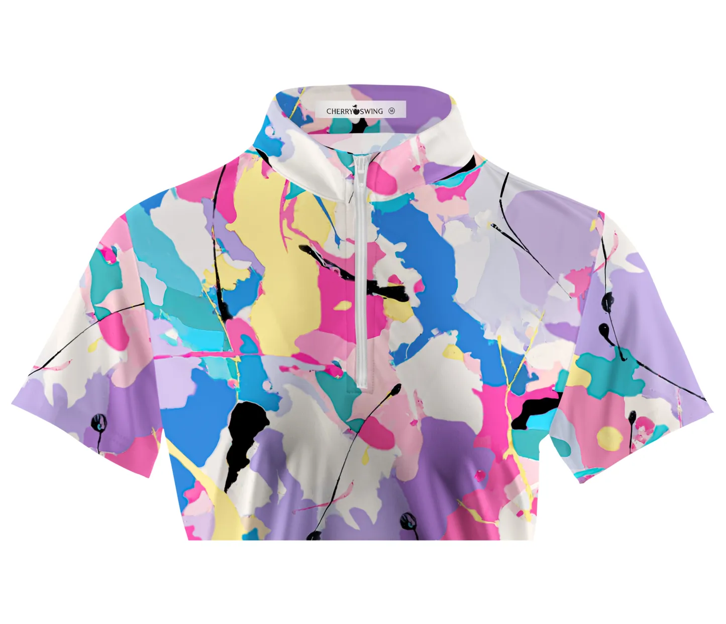 Cherryswing Women's Abstract Expressionism Short Sleeve Polos