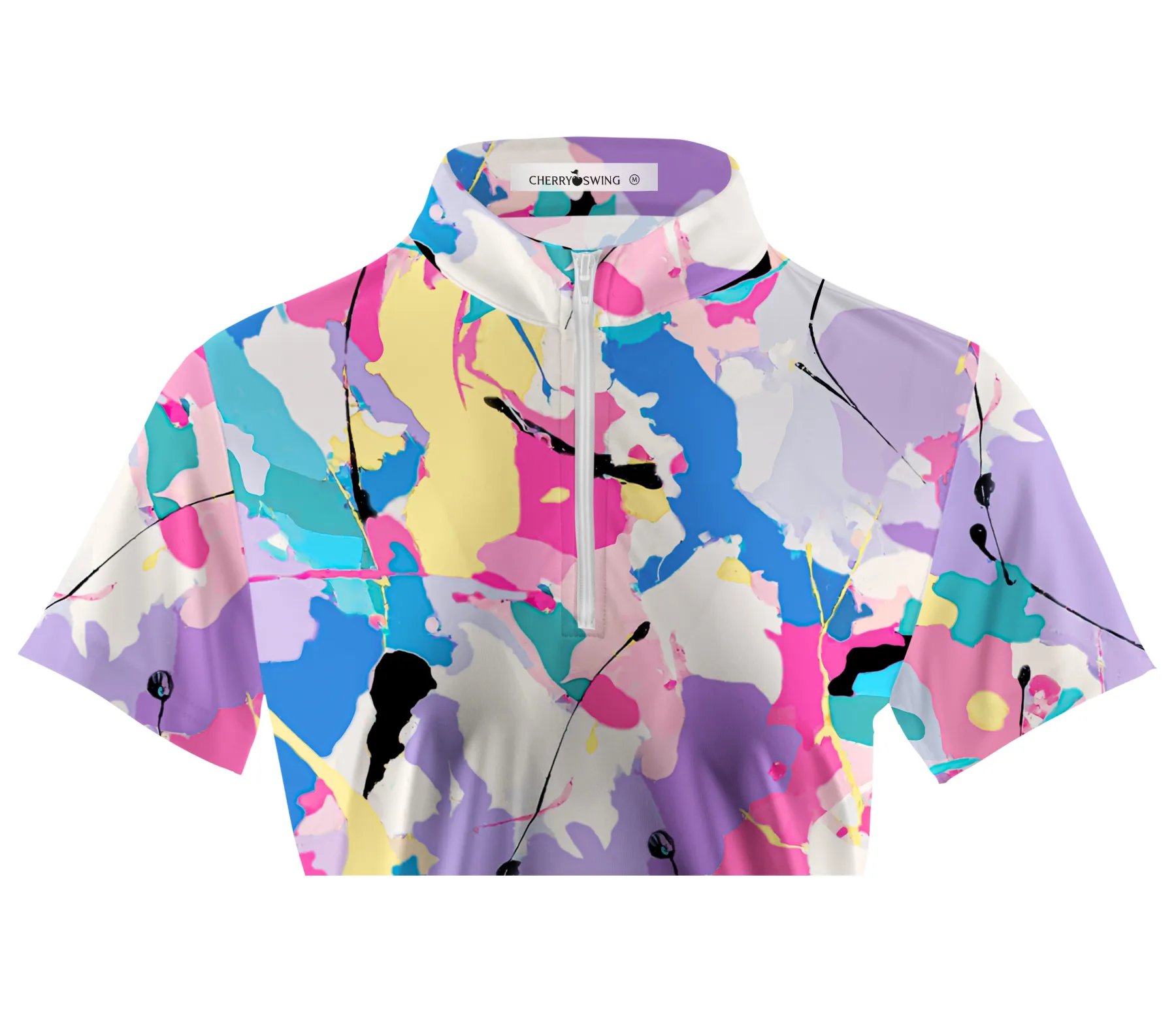 Cherryswing Women's Abstract Expressionism Short Sleeve Polos