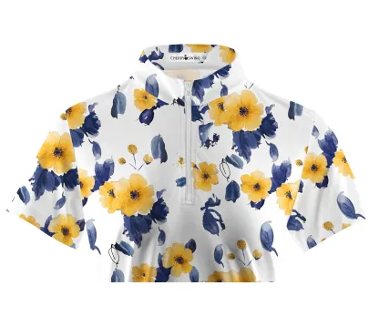 Cherryswing Women's Watercolor Garden Short Sleeve Polos