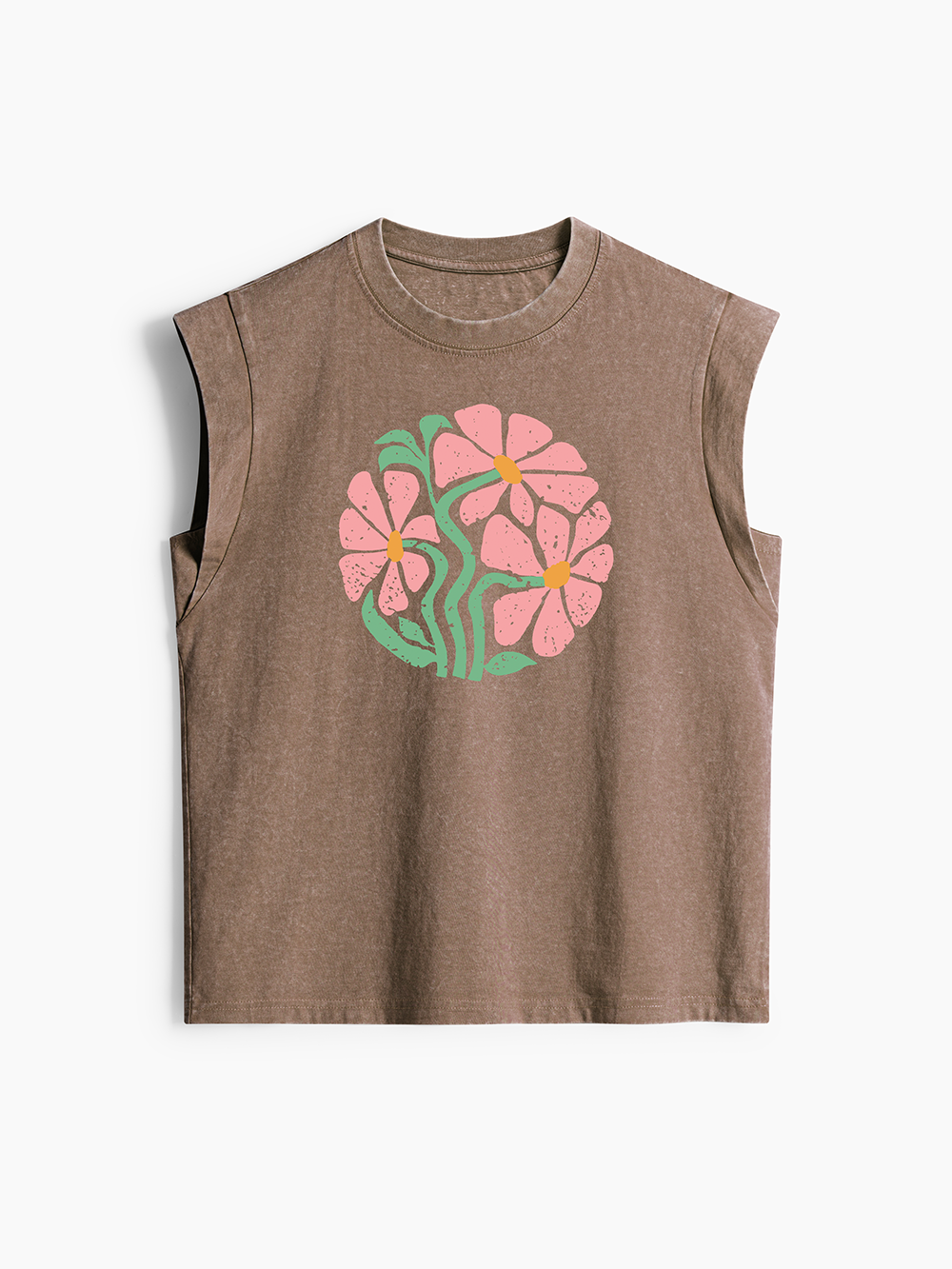 Cherryswing Women's Flower Classic Crew Neck Cap Sleeve Tank