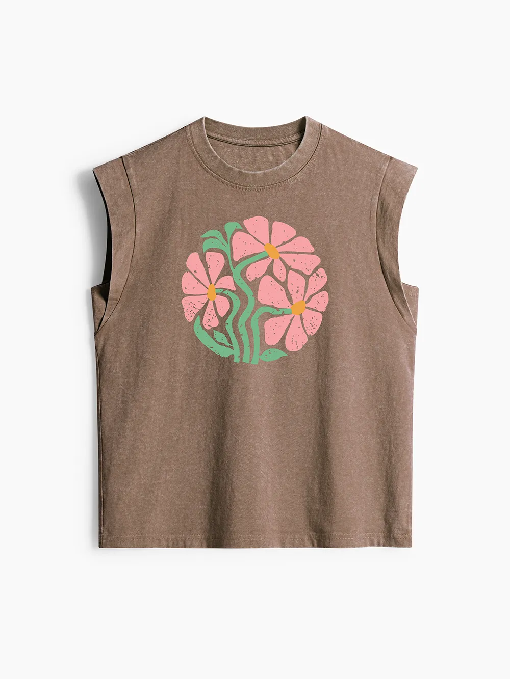 Cherryswing Women's Flower Classic Crew Neck Cap Sleeve Tank