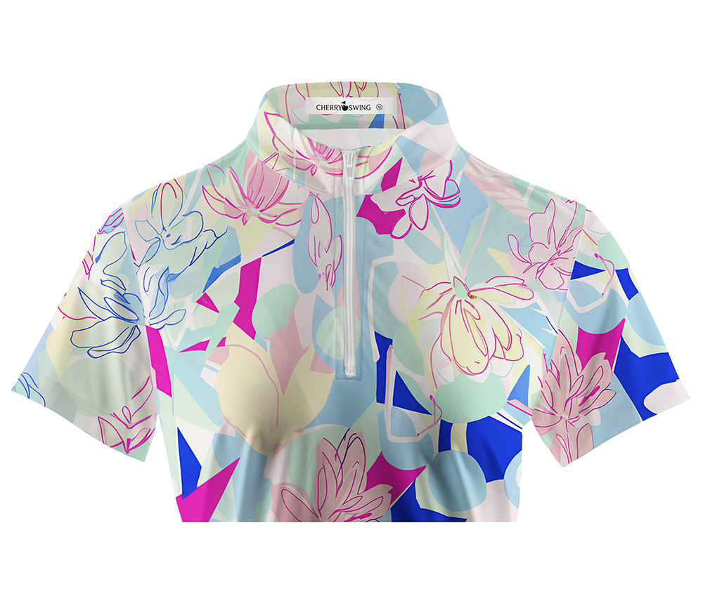 Cherryswing Women's Neon Bloom Short Sleeve Polos