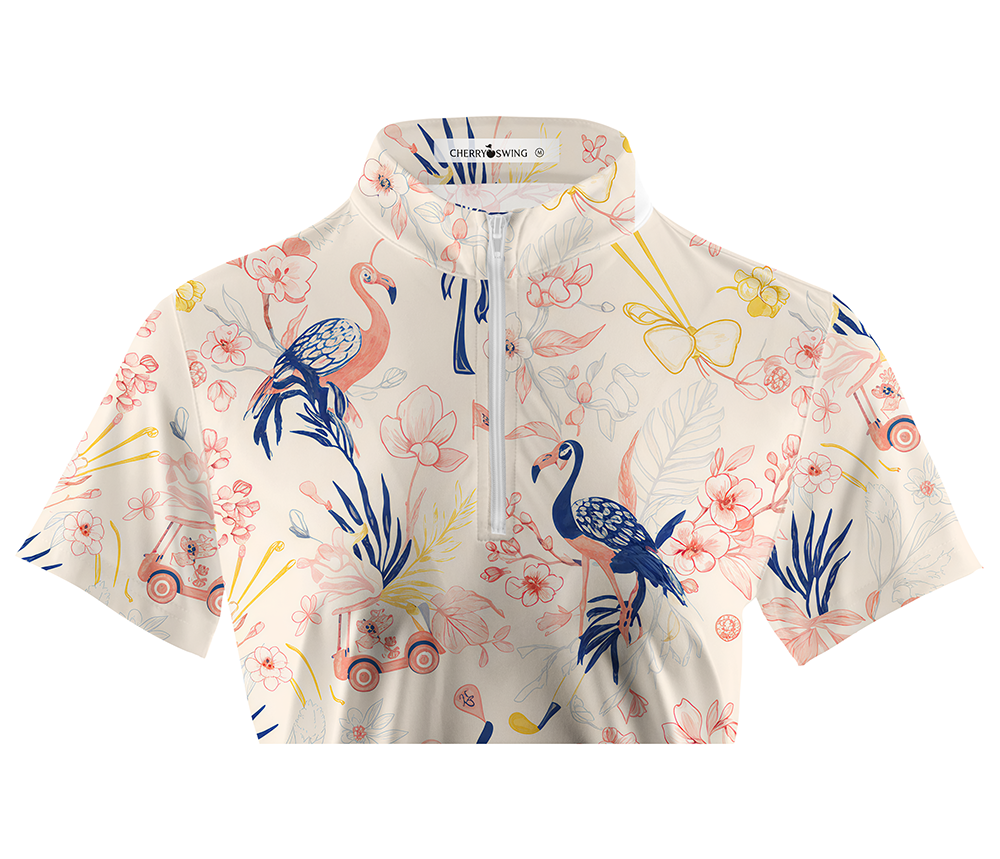 Cherryswing Women's Flamingo Fairway Short Sleeve Polos