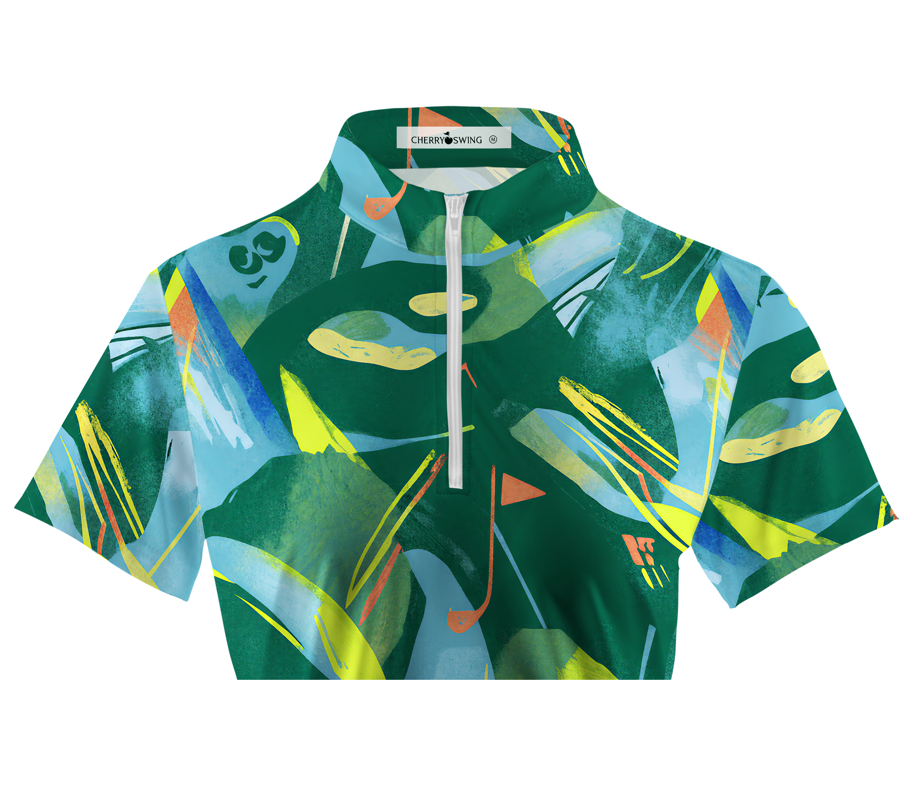 Cherryswing Women's Hawaiian Palm Leaf Short Sleeve Polos
