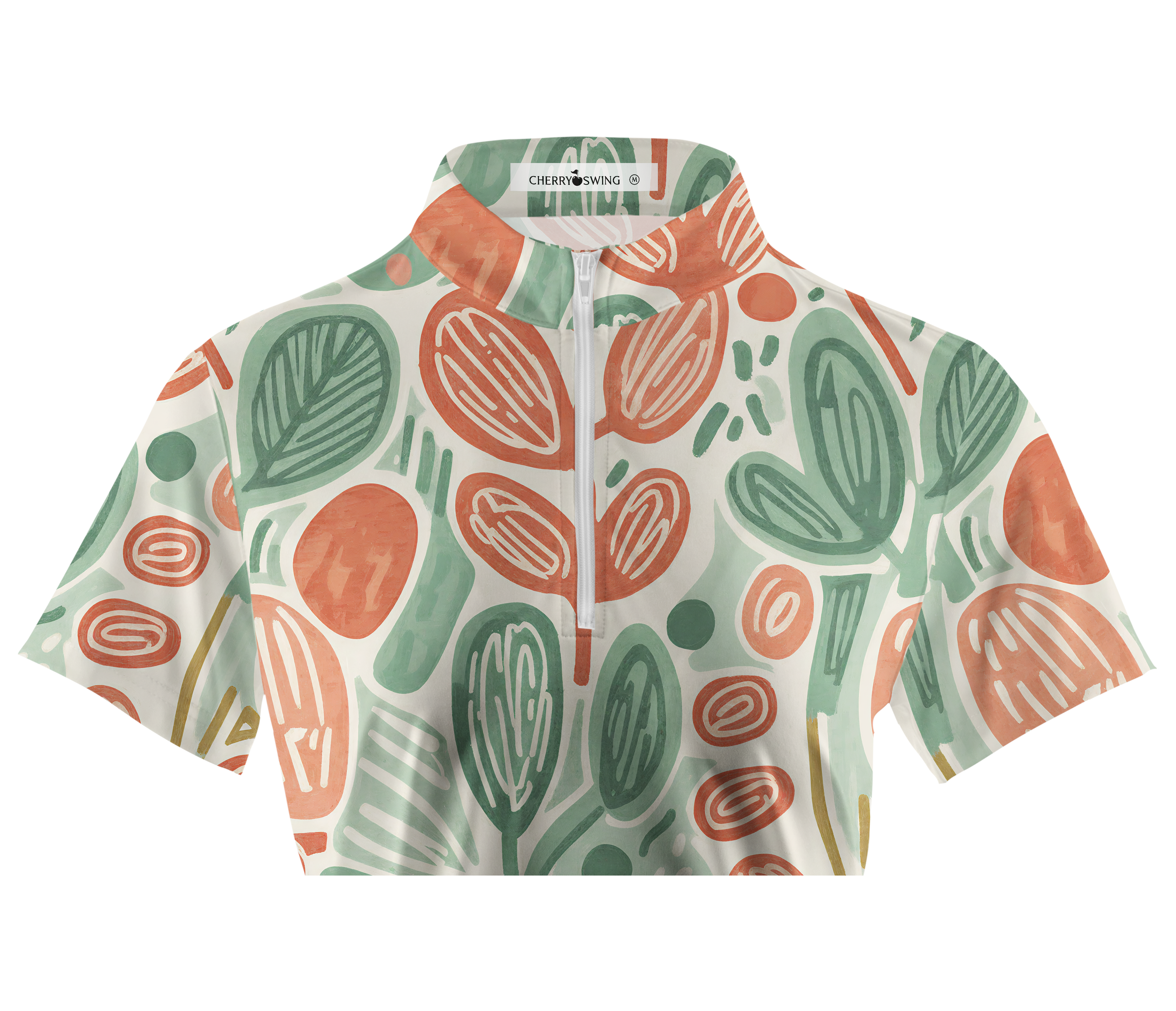 Cherryswing Women's Doodle Foliage Print Short Sleeve Polos