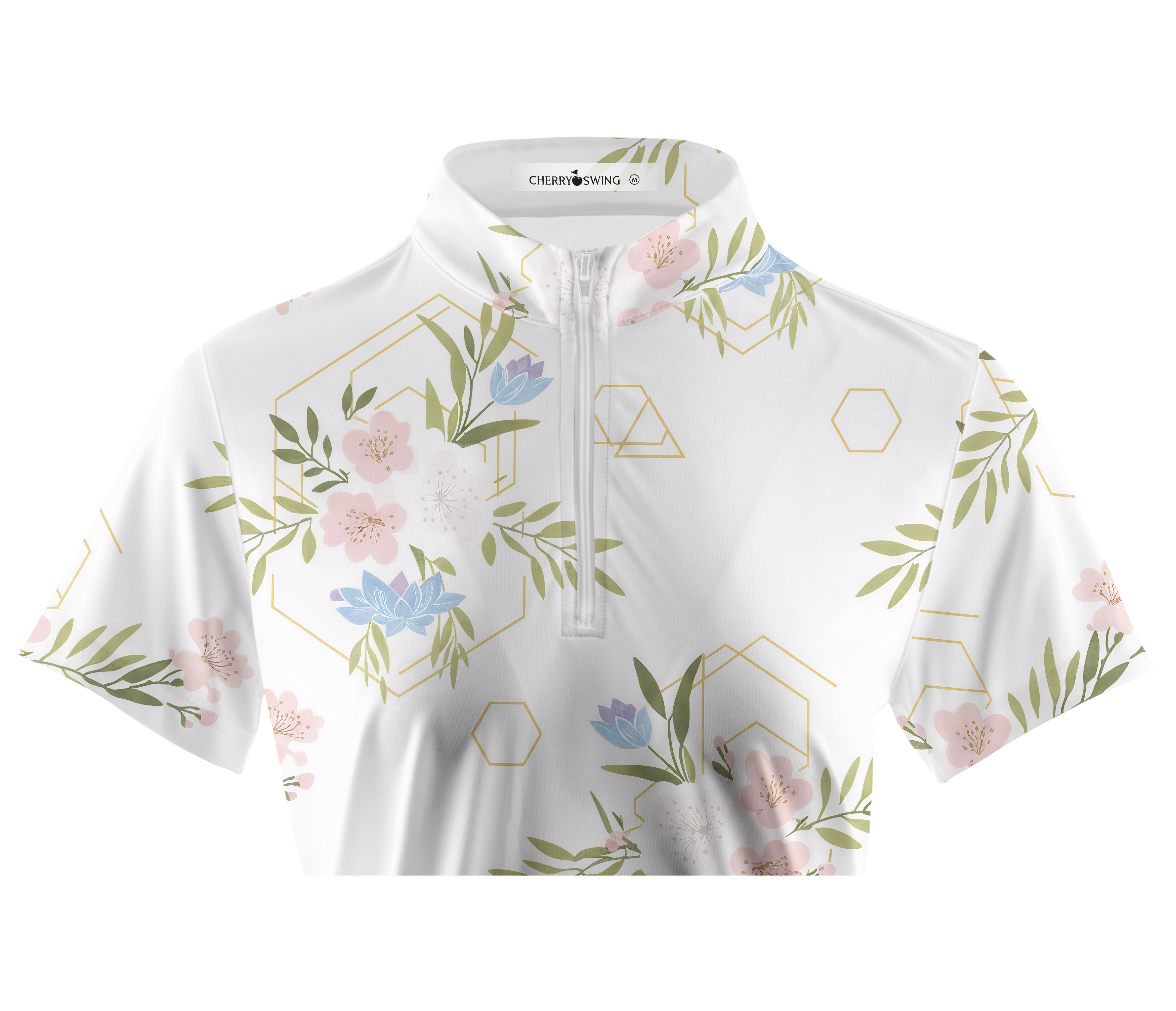 Cherryswing Women's Botanical Lines Short Sleeve Polos
