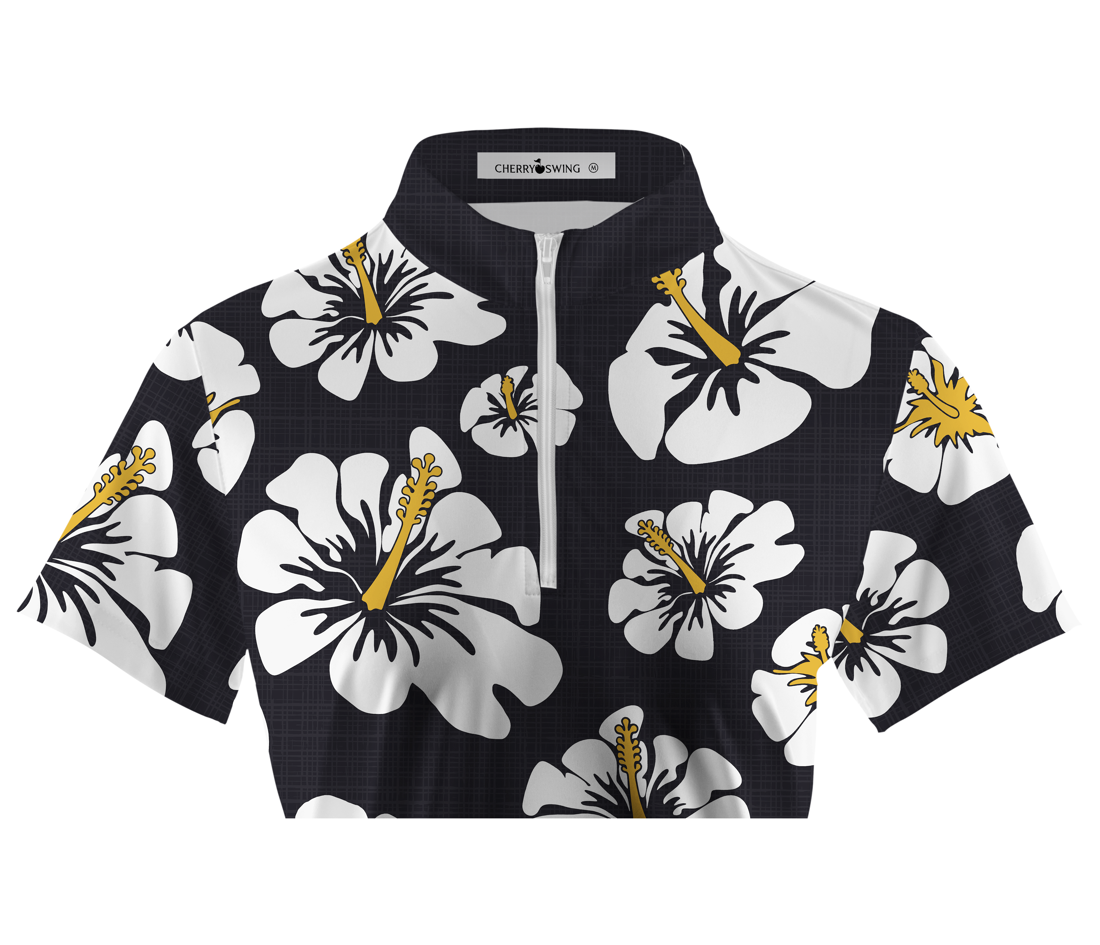 Cherryswing Women's Midnight Hibiscus Short Sleeve Polos