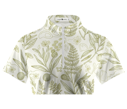 Cherryswing Women's Green Botanica Short Sleeve Polos