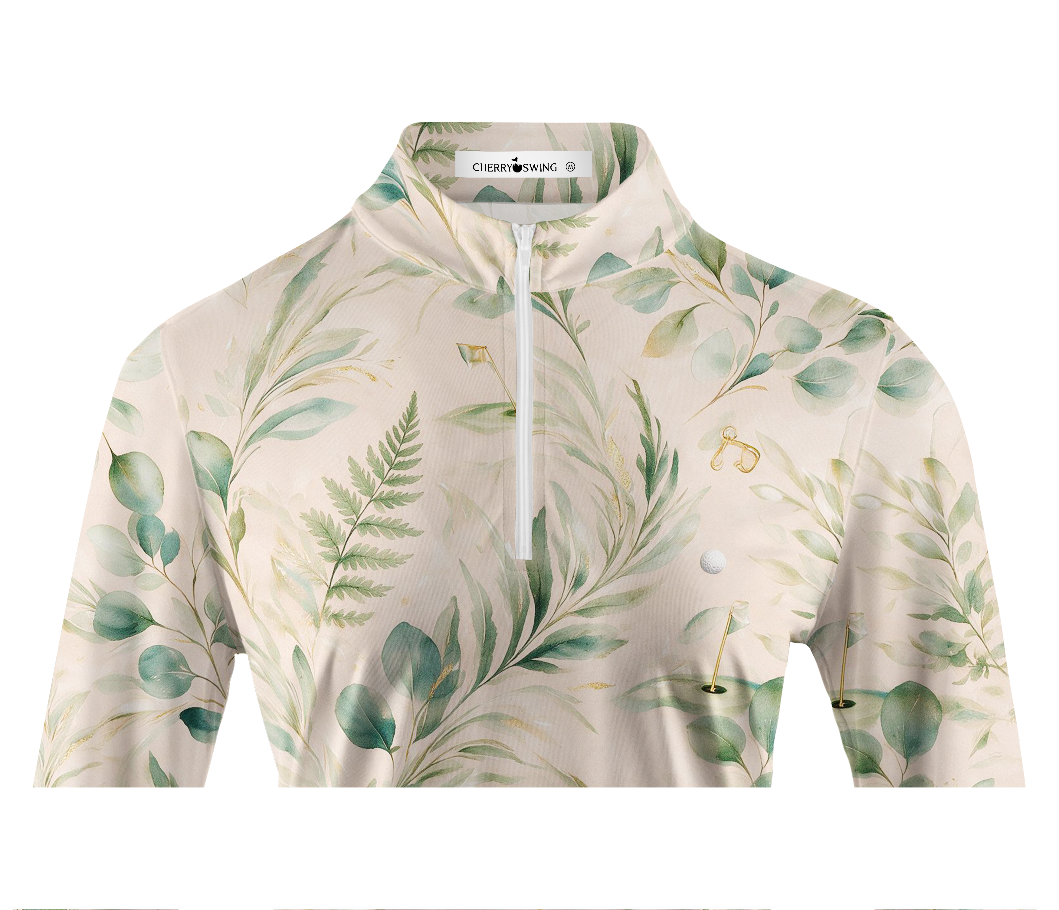 Cherryswing Women's Eucalyptus Green Links Long Sleeve Golf Shirt