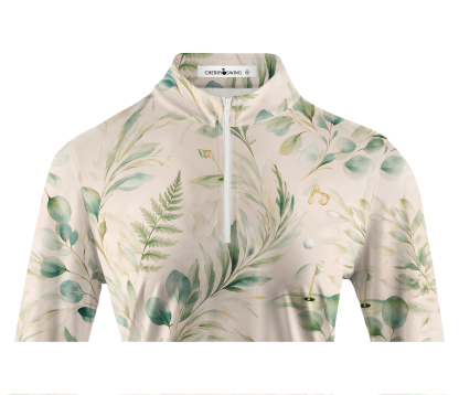 Cherryswing Women's Eucalyptus Green Links Long Sleeve Golf Shirt
