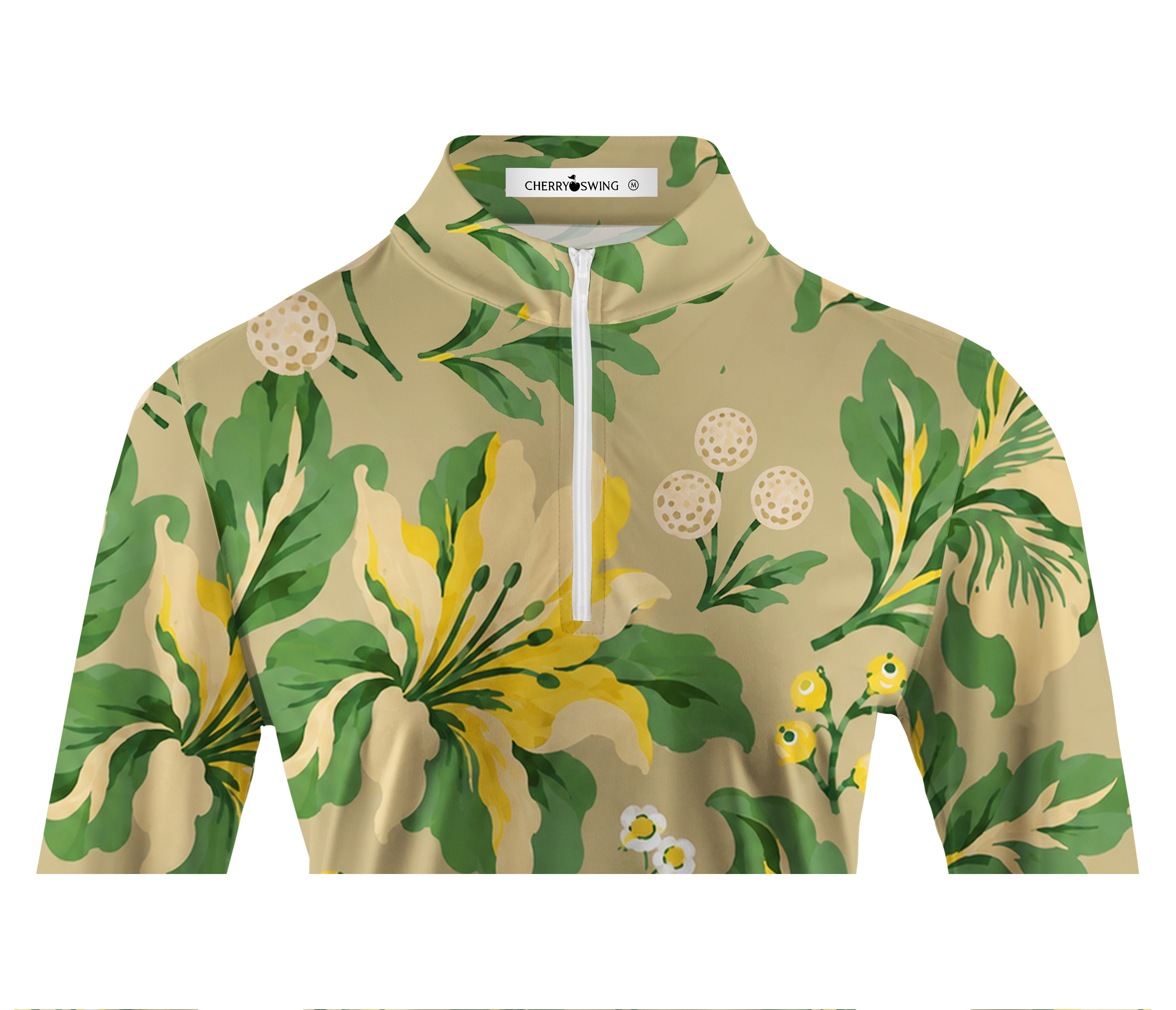 Cherryswing Women's Oversized Tropical Blooms Long Sleeve Golf Shirt