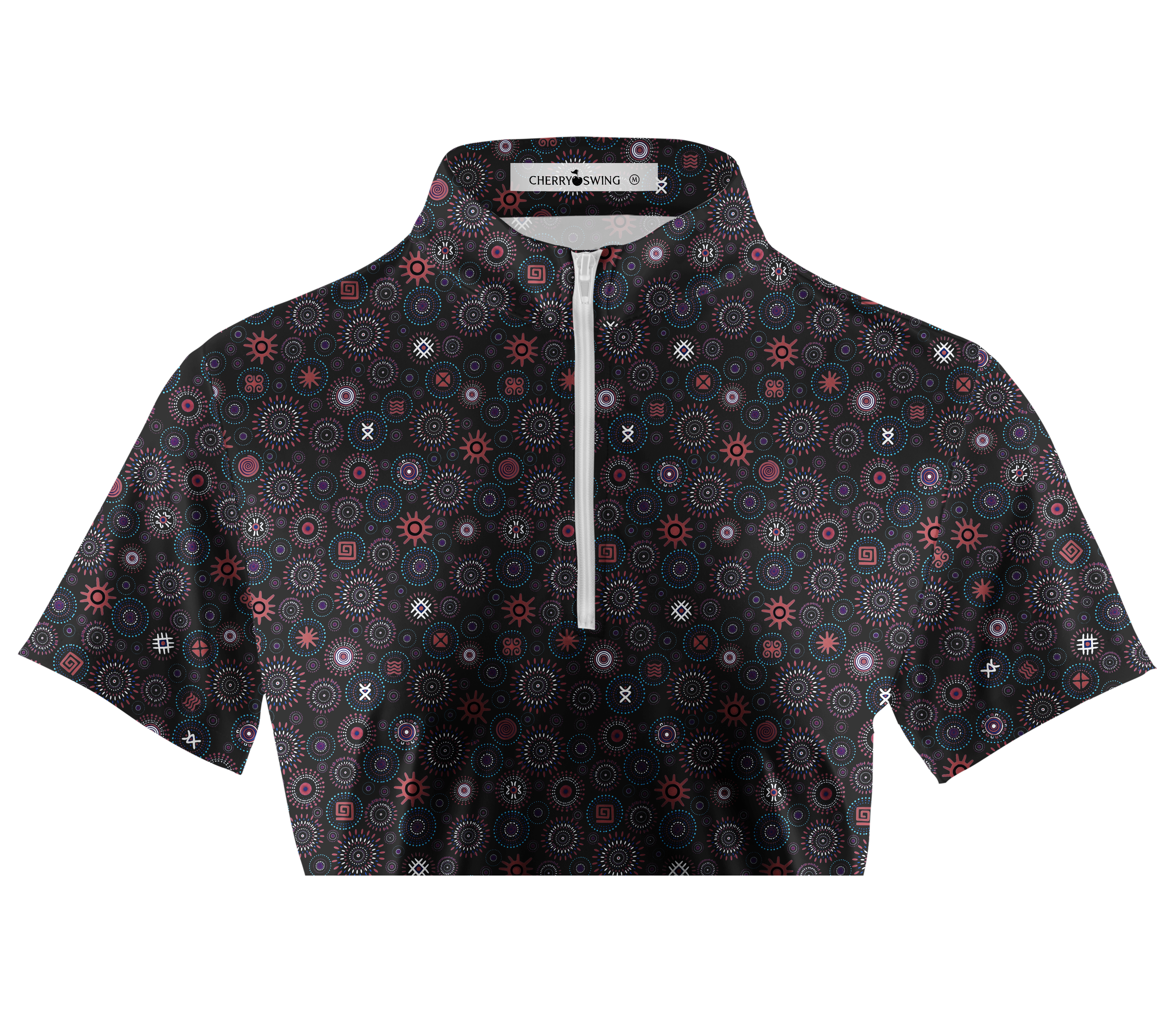 Cherryswing Women's Medallion Mosaic Short Sleeve Golf Shirt