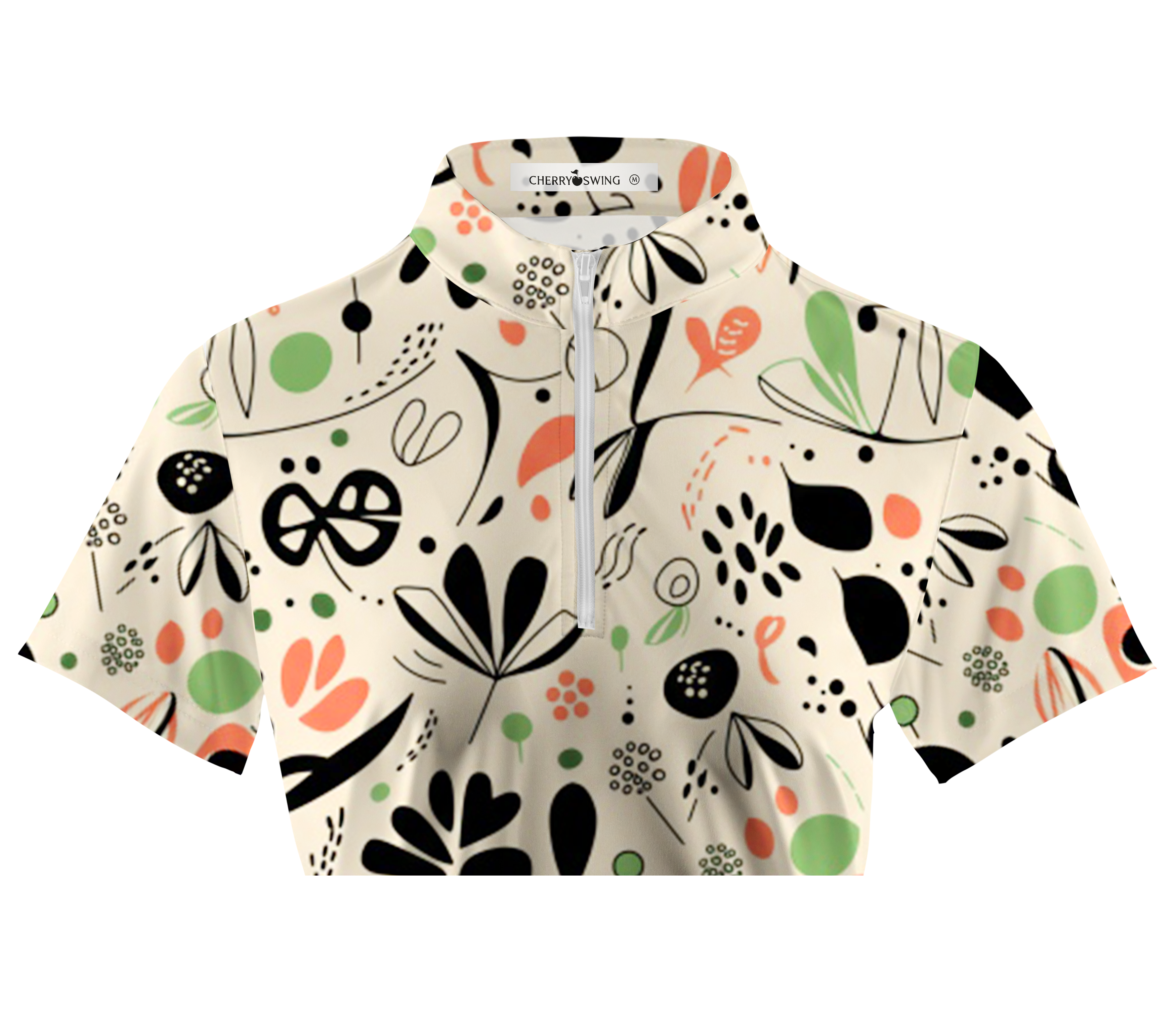 Cherryswing Women's Abstract Garden Short Sleeve Golf Shirt