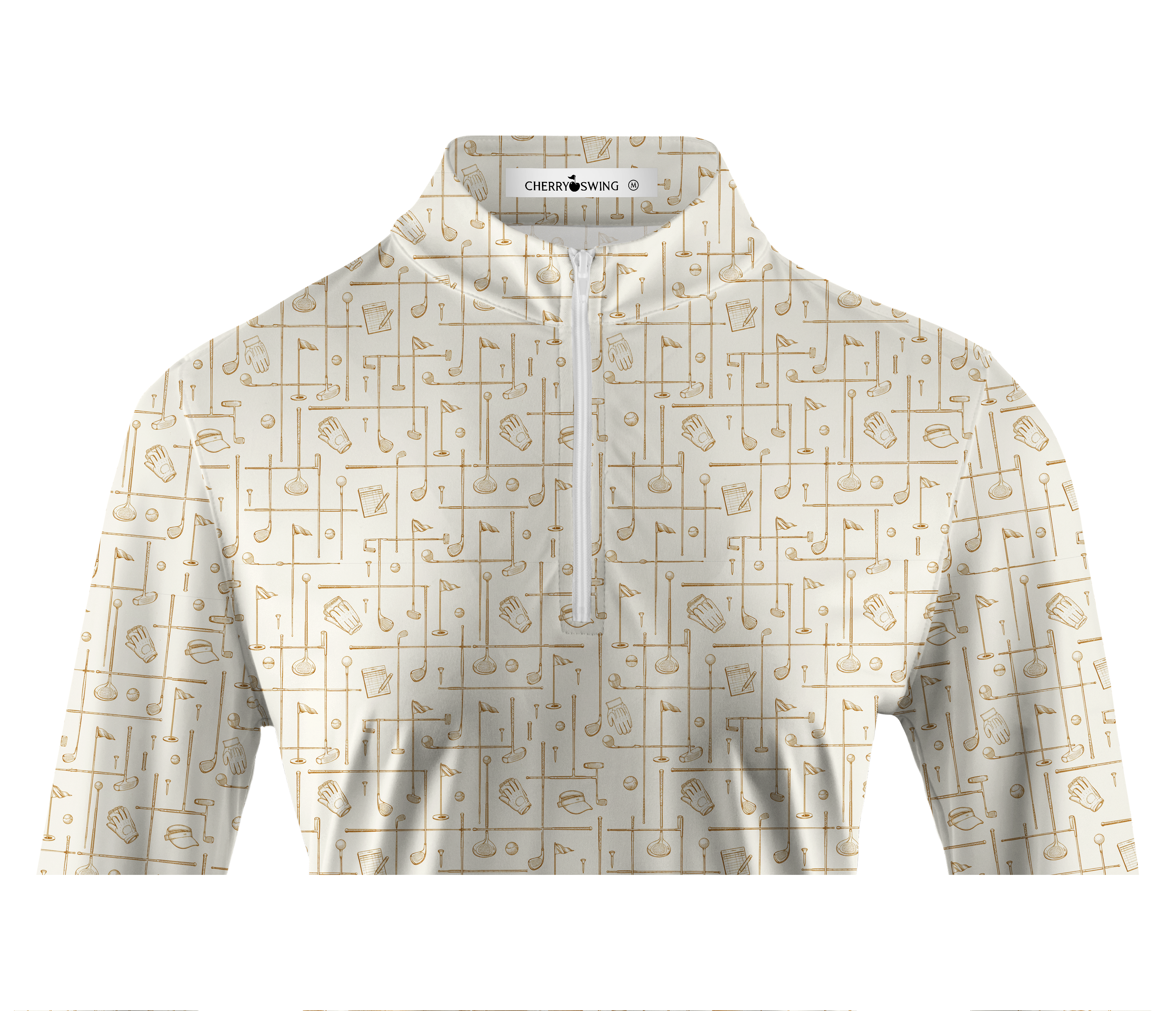 Cherryswing Women's Golden Grid Long Sleeve Golf Shirt