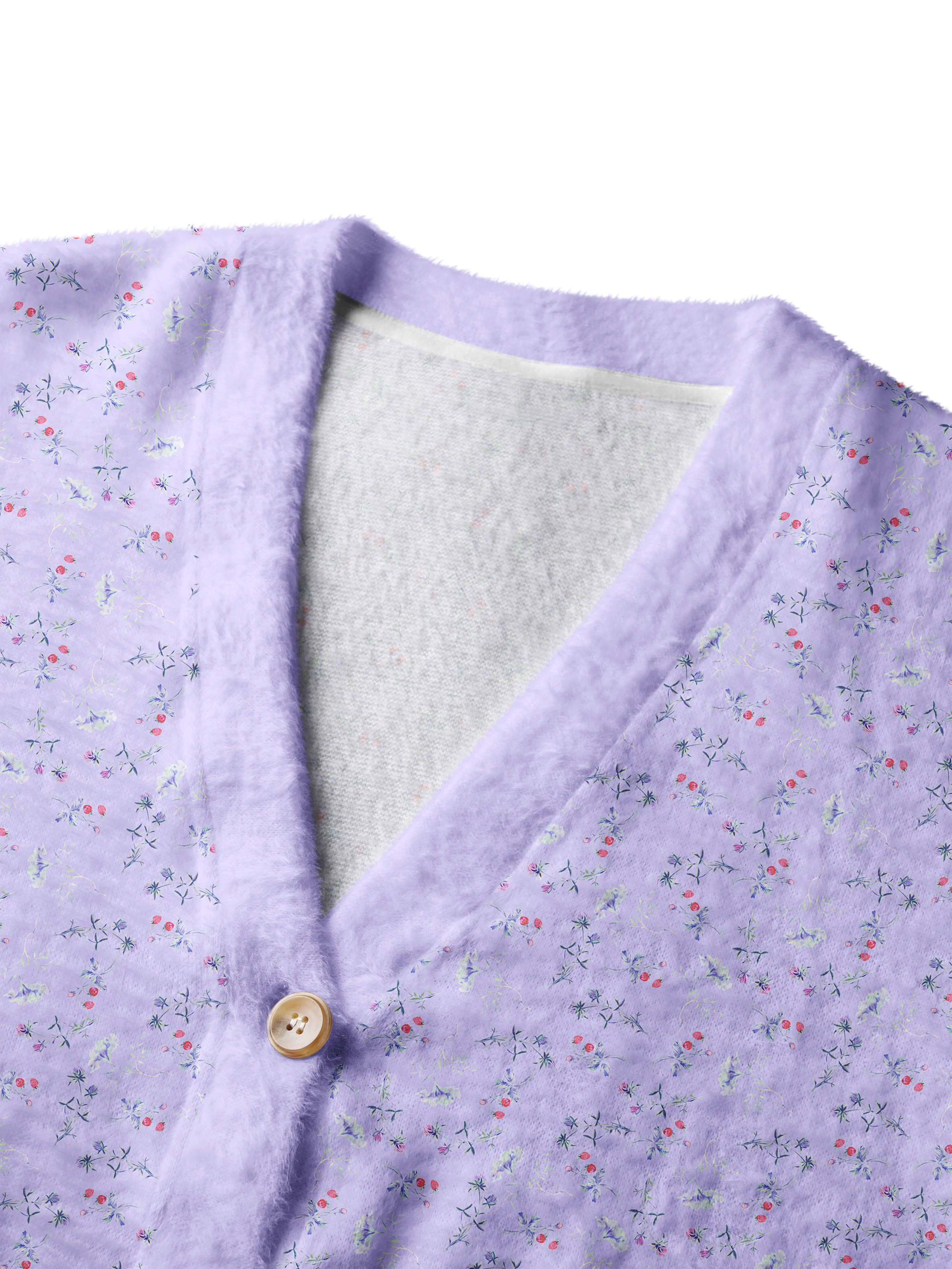 Cherryswing Women's Berry Bloom Fuzzy Knit Golf Cardigan
