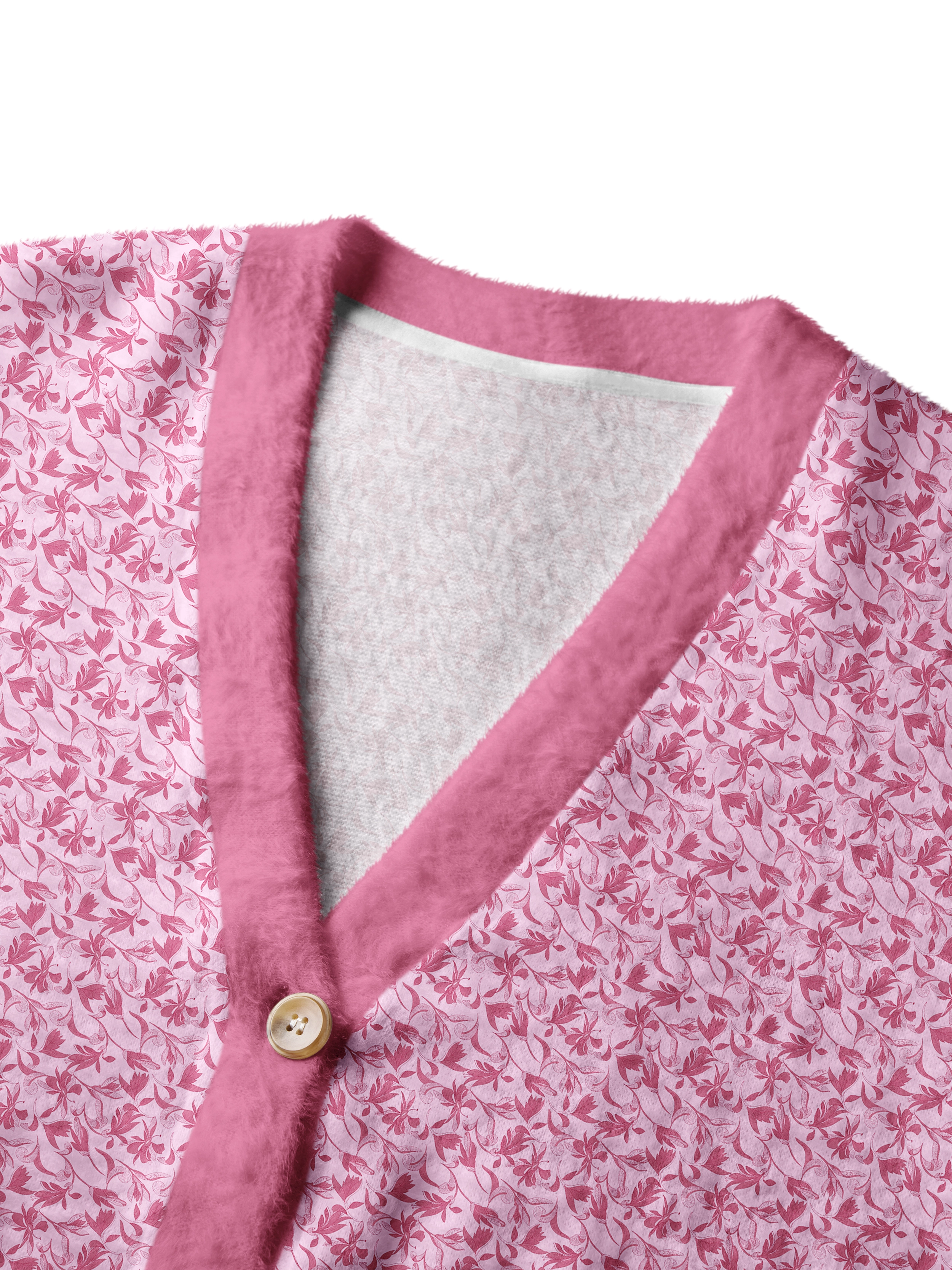 Cherryswing Women's Rose Vine Fuzzy Knit Golf Cardigan