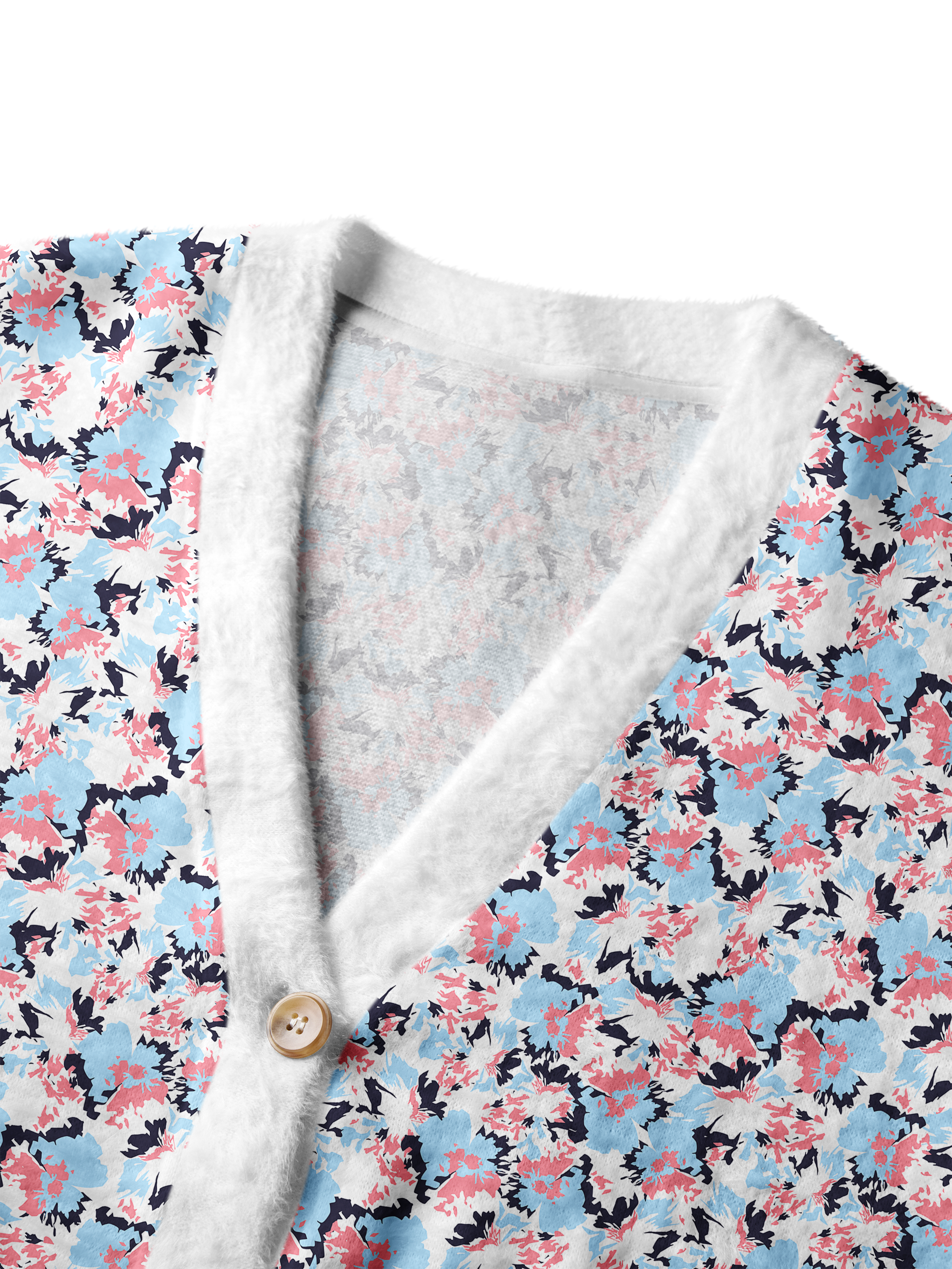 Cherryswing Women's Pastel Camo Fuzzy Knit Golf Cardigan