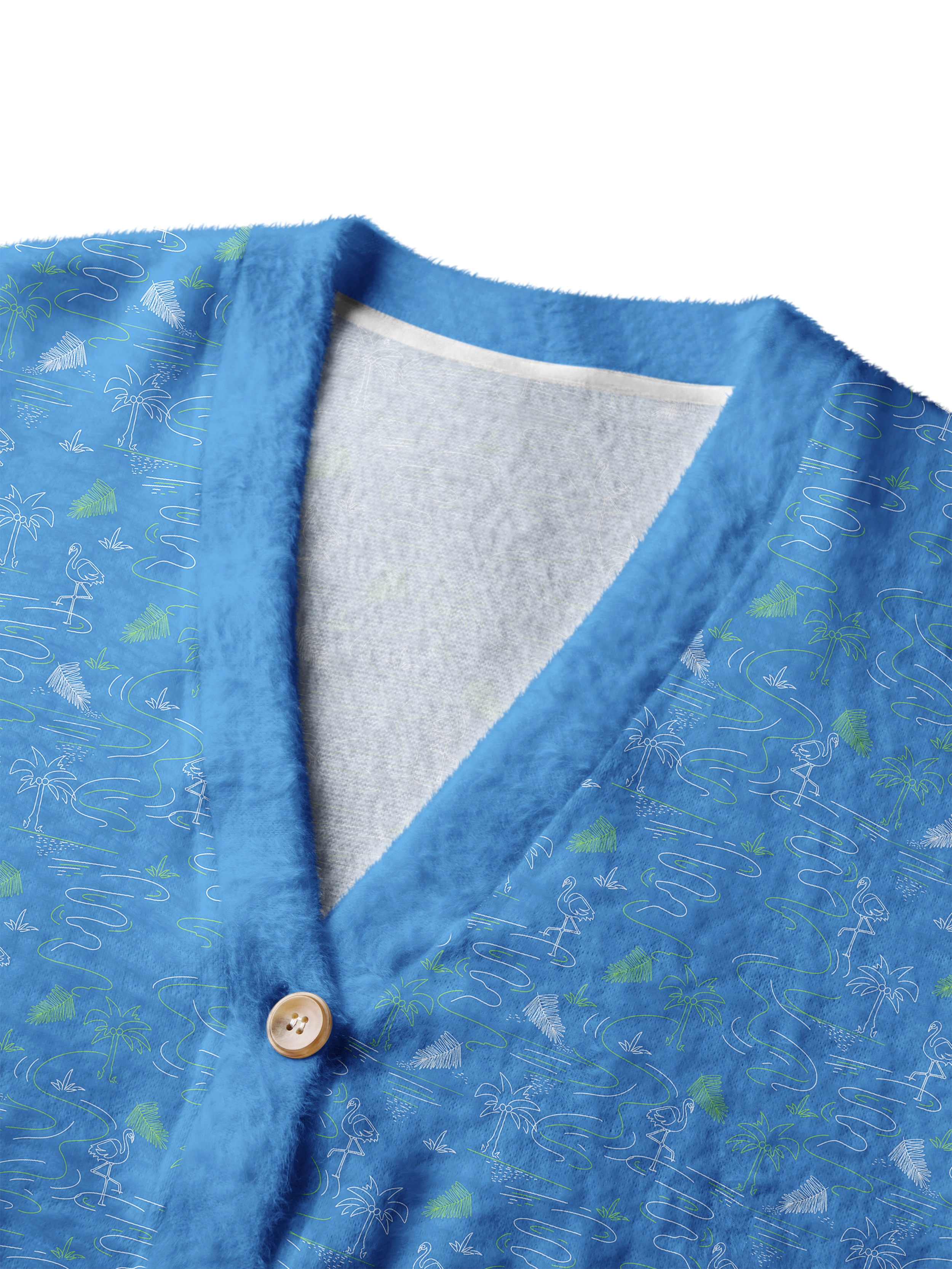 Cherryswing Women's Flamingo Coast Fuzzy Knit Golf Cardigan
