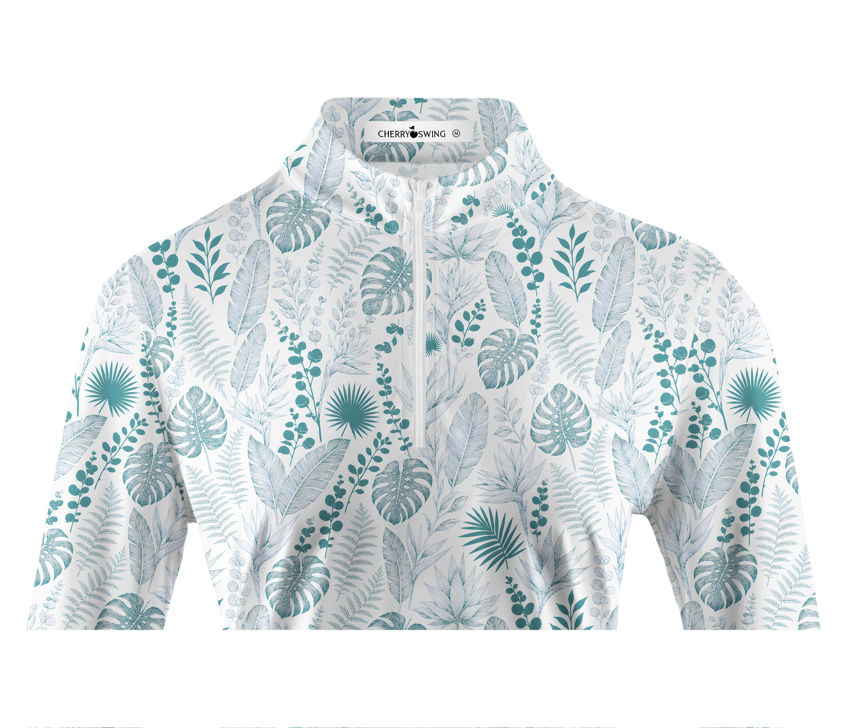 Cherryswing Women's Tropical Leaf Long Sleeve Golf Shirt