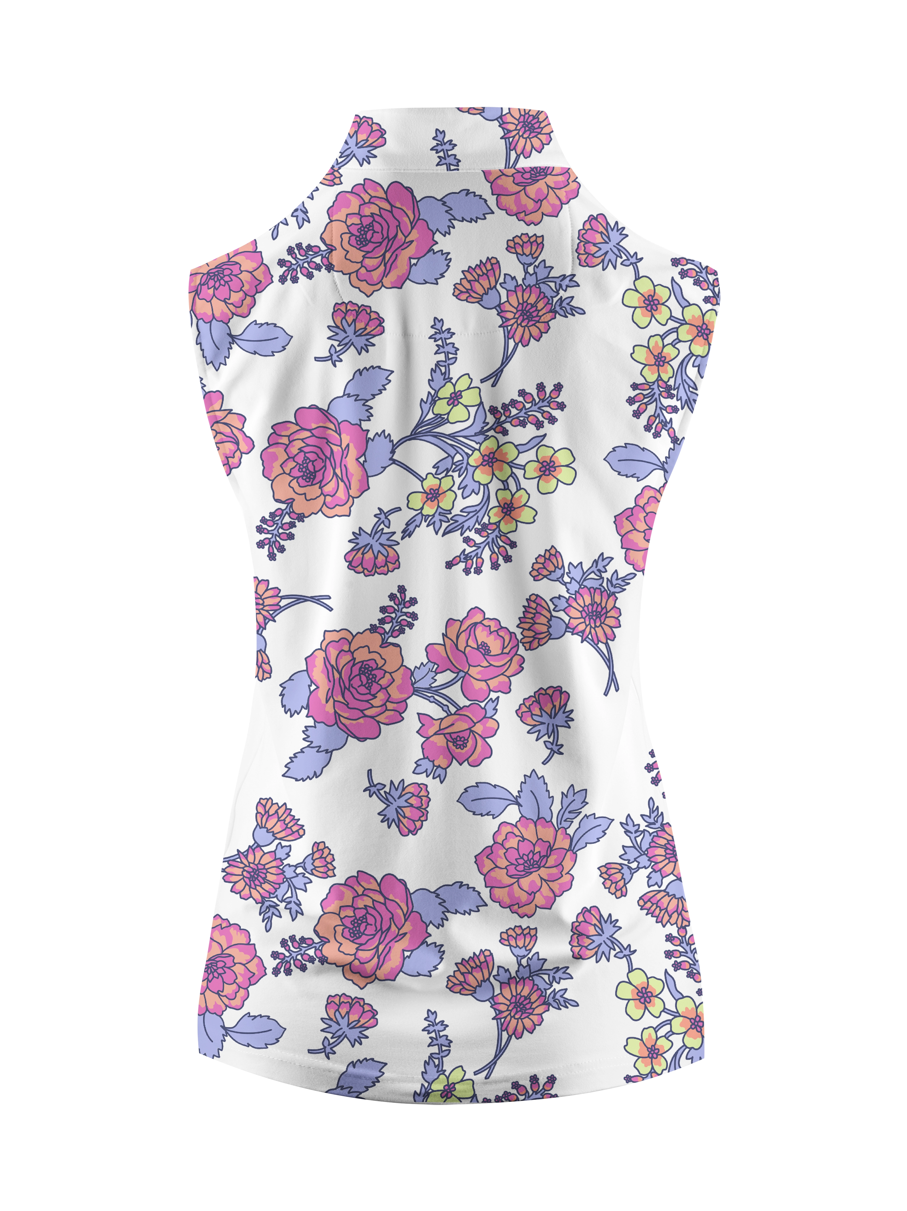 Cherryswing Women's Sleeveless Colorful Flowers Golf Polo Shirt