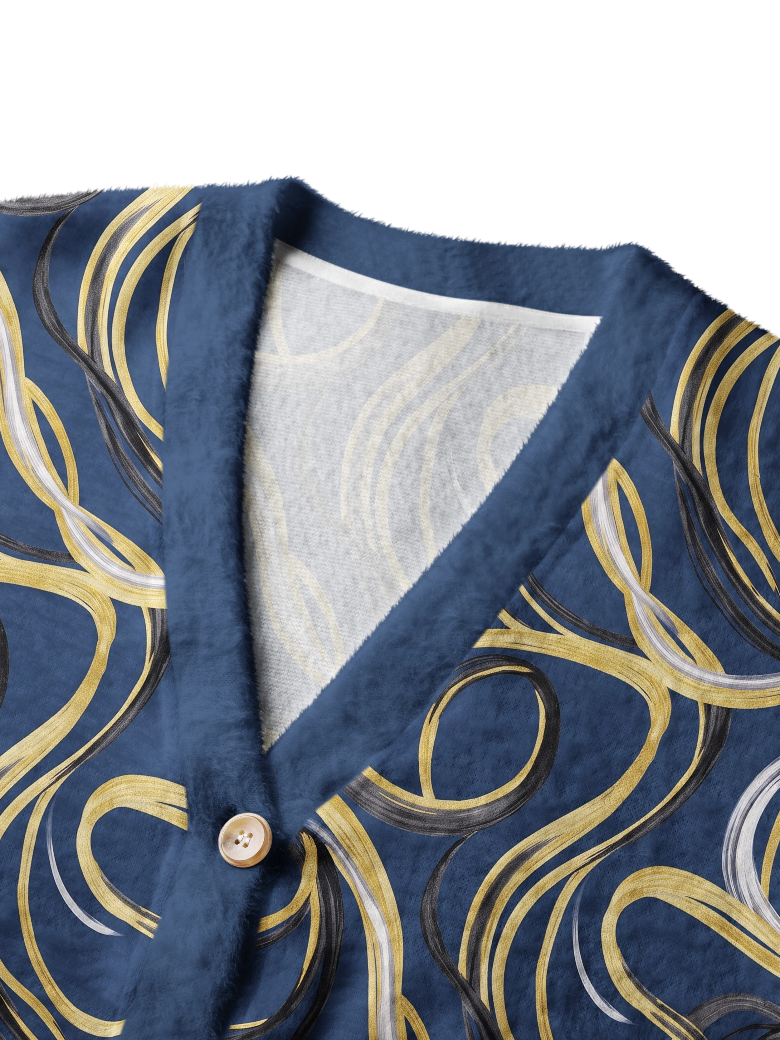 Cherryswing Women's Gilded Swirl Fuzzy Knit Golf Cardigan