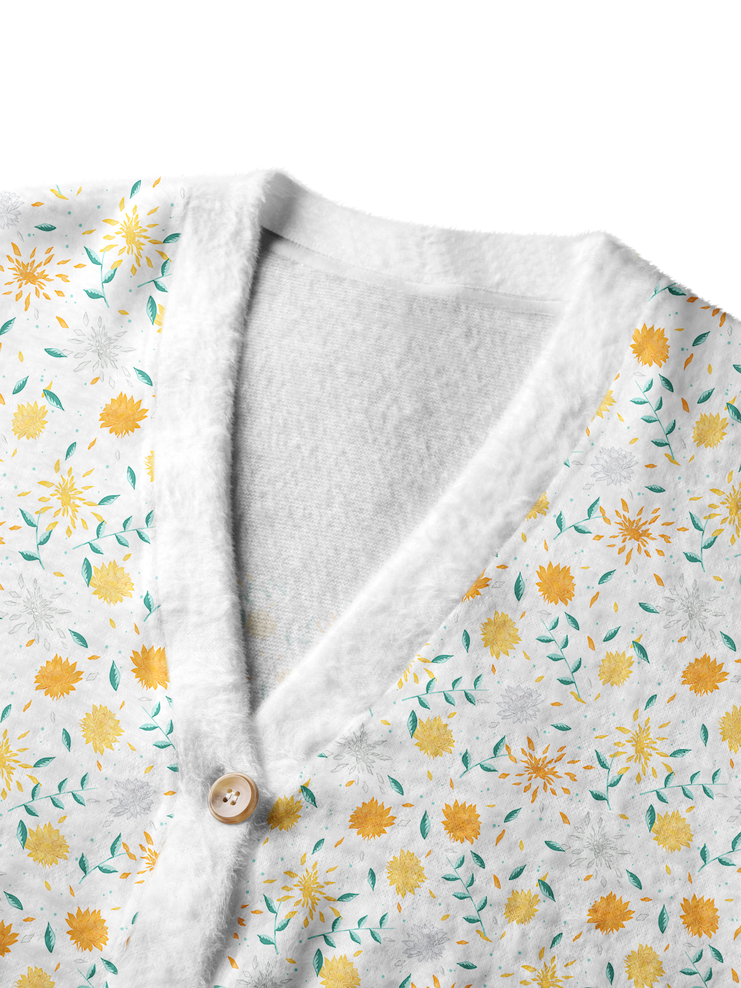 Cherryswing Women's Sunburst Meadow Fuzzy Knit Golf Cardigan