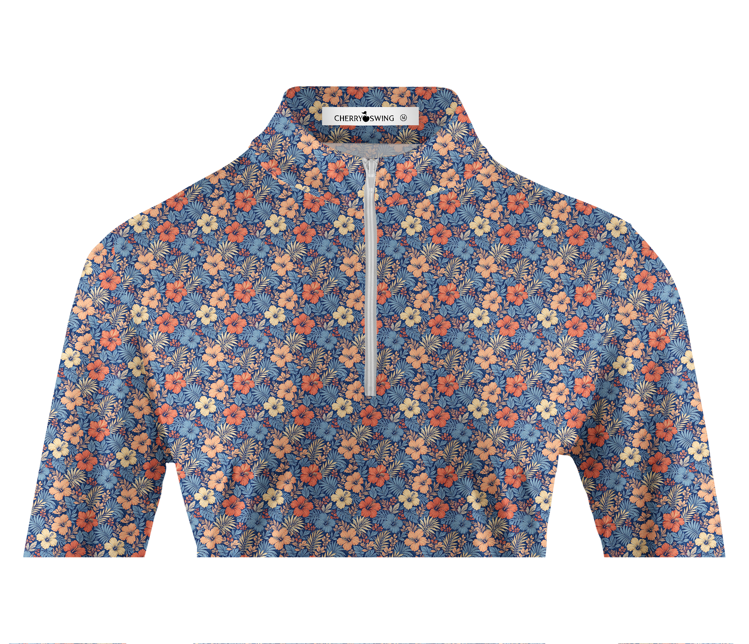 Cherryswing Women's Retro Tropical Bloom Long Sleeve Golf Shirt