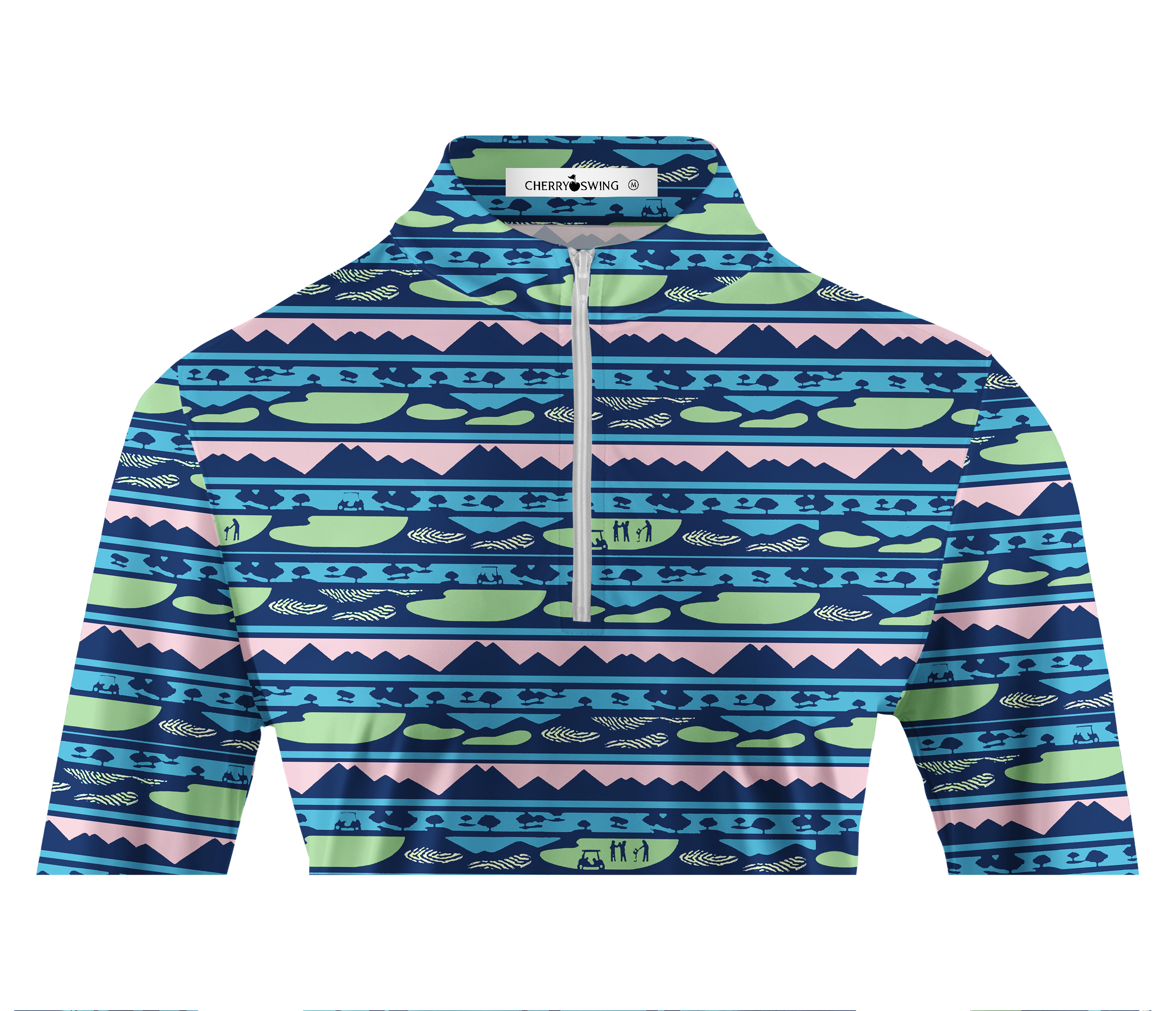 Cherryswing Women's Fairway Horizon Print Long Sleeve Golf Shirt