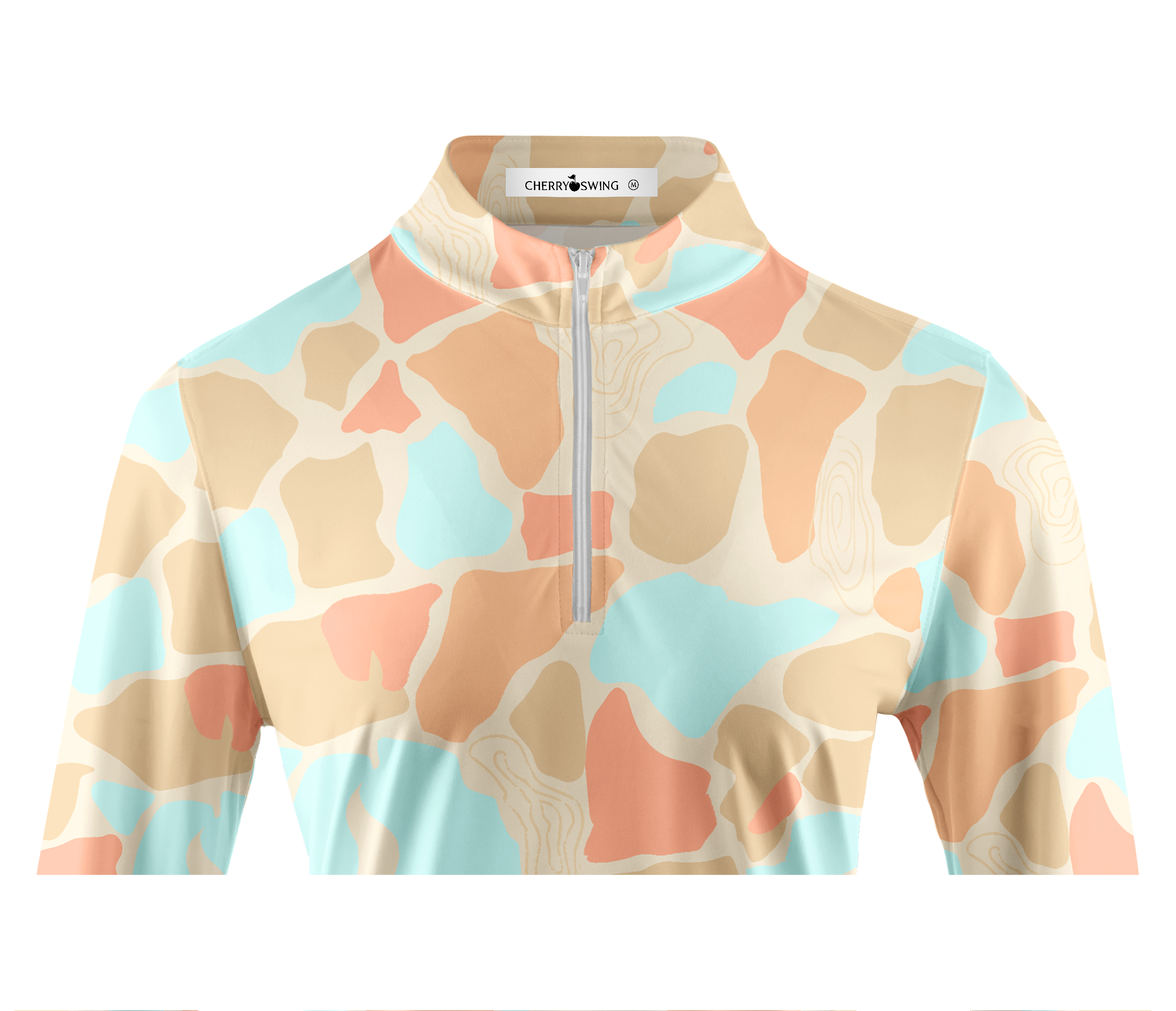 Cherryswing Women's Pastel Topography Abstract Long Sleeve Golf Shirt