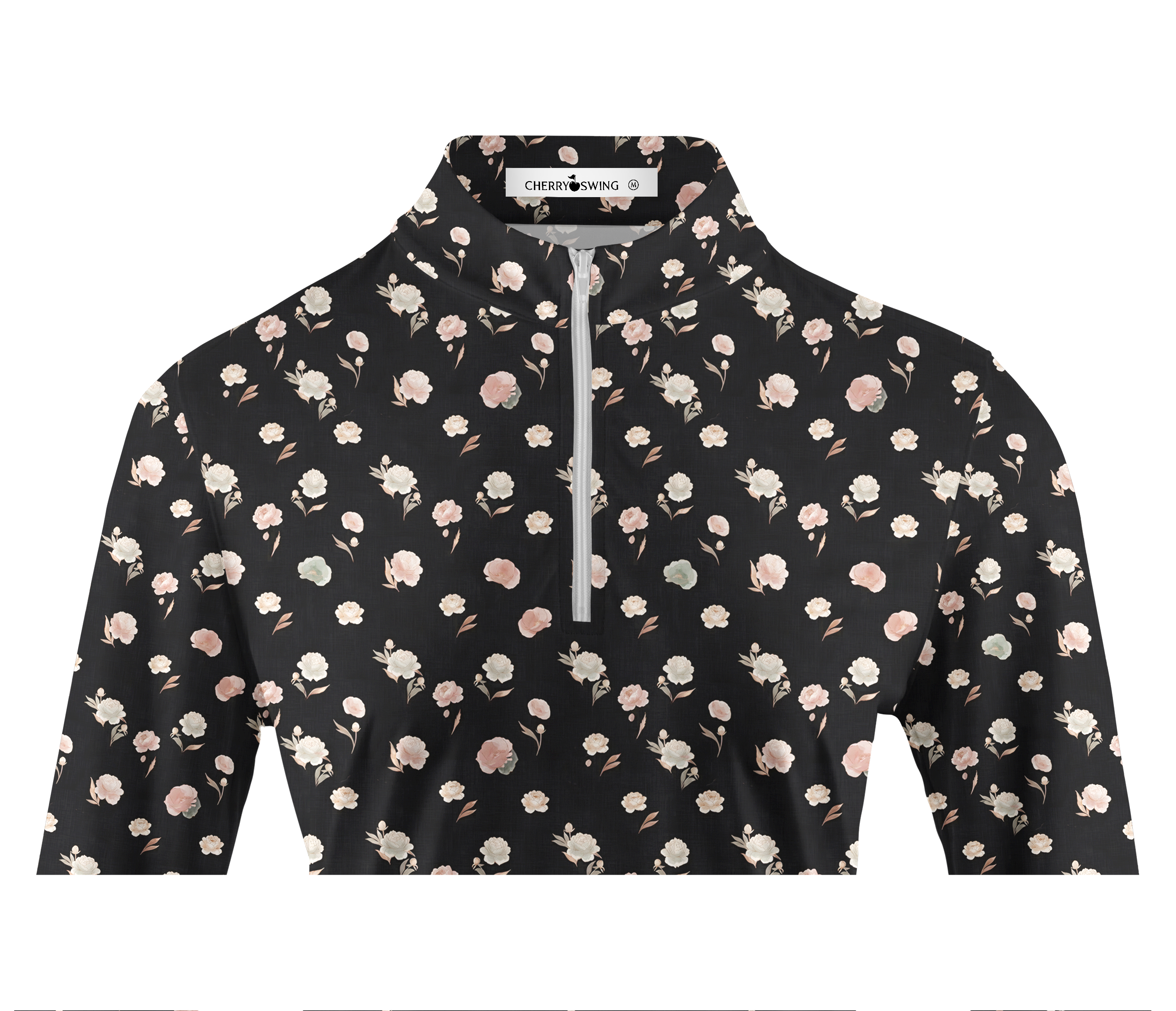 Cherryswing Women's Midnight Rose Garden Long Sleeve Golf Shirt