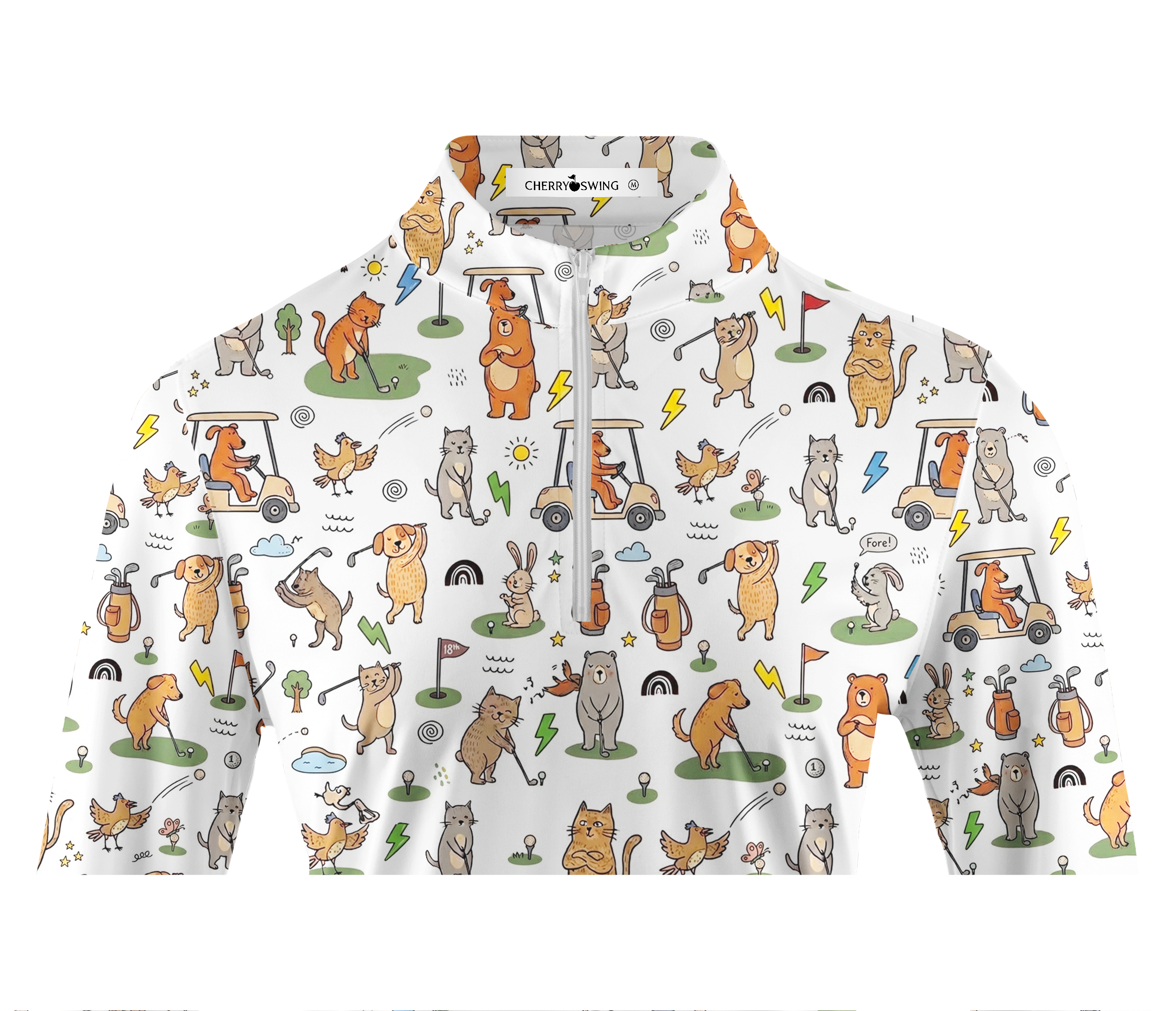 Cherryswing Women's Playful Animal Golfers Long Sleeve Golf Shirt