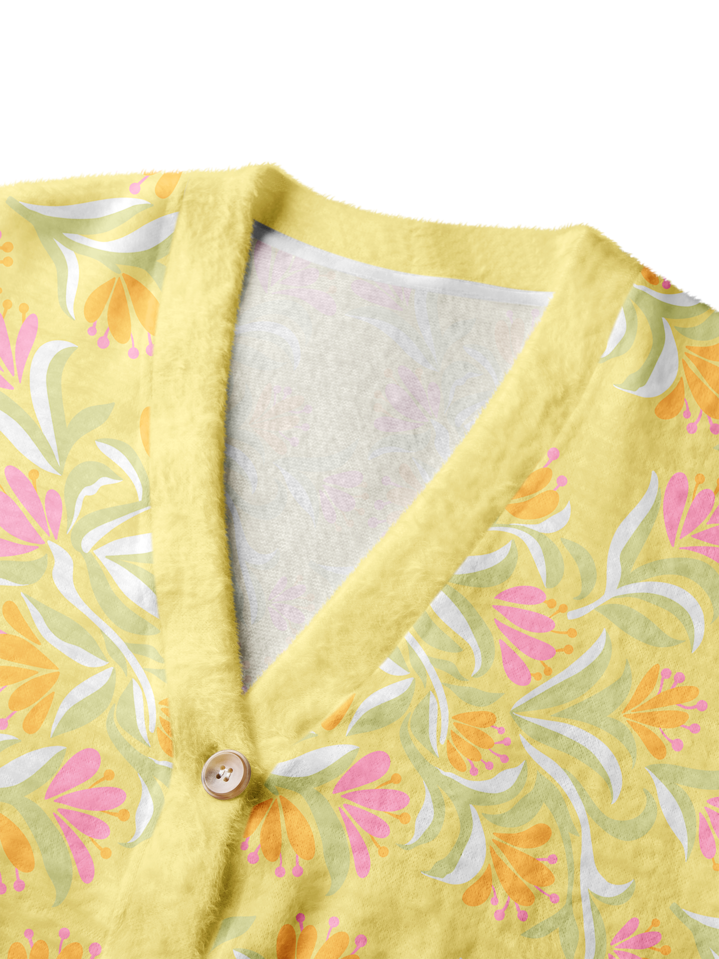 Cherryswing Women's Tropical Bloom Fuzzy Knit Golf Cardigan