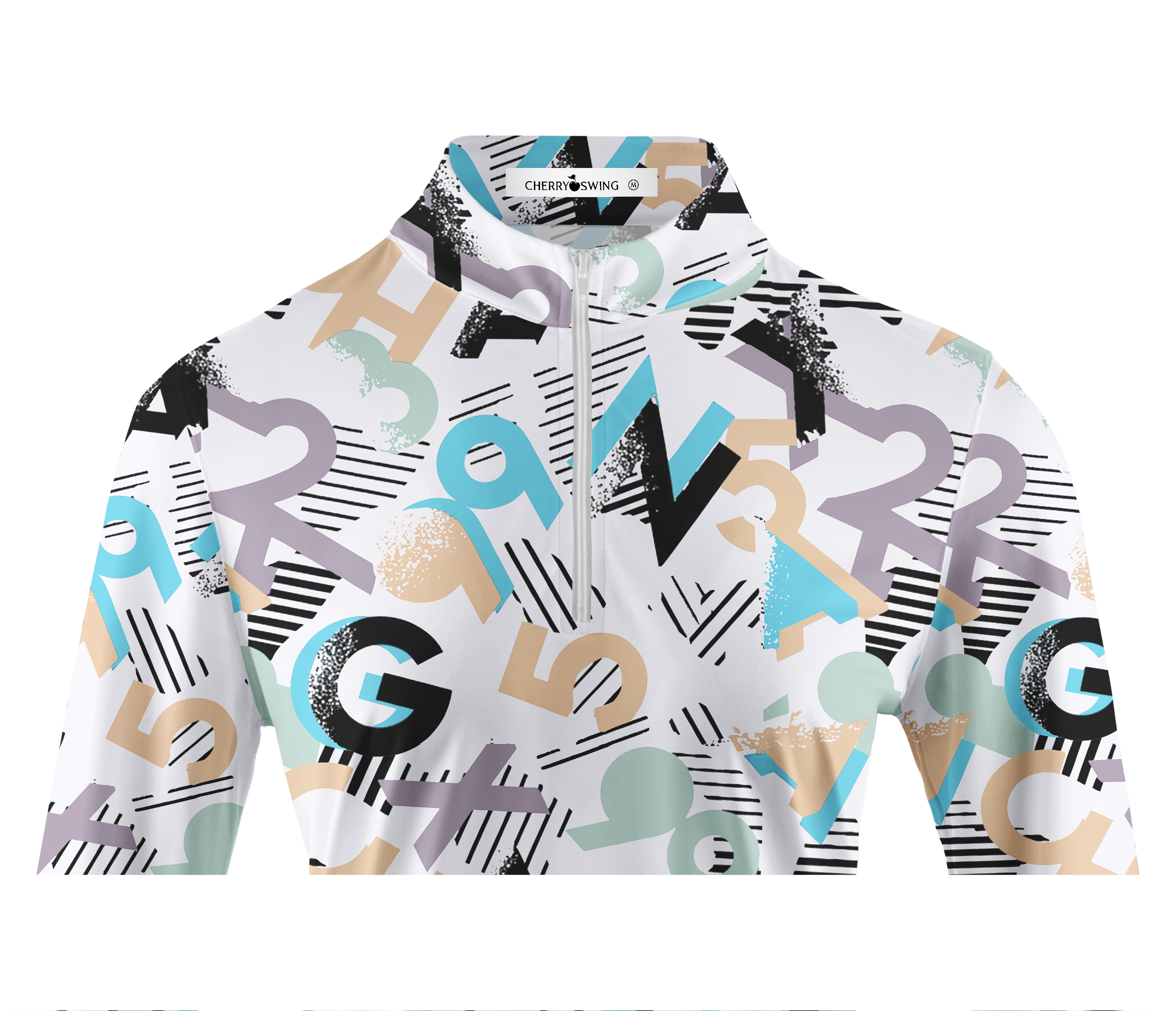 Cherryswing Women's Typographic Rhythm Long Sleeve Golf Shirt