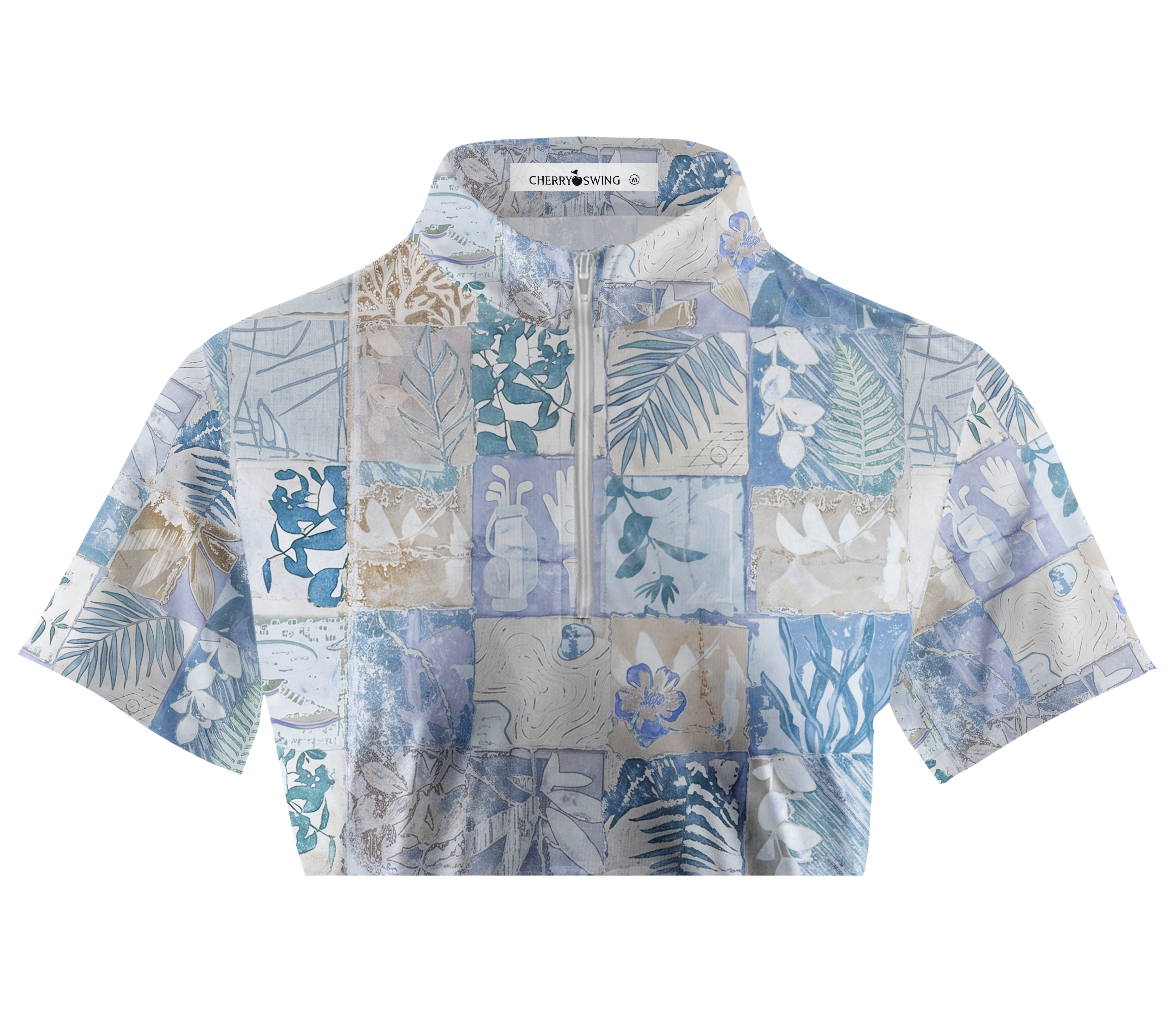 Cherryswing Women's Botanical Mosaic Short Sleeve Golf Shirt