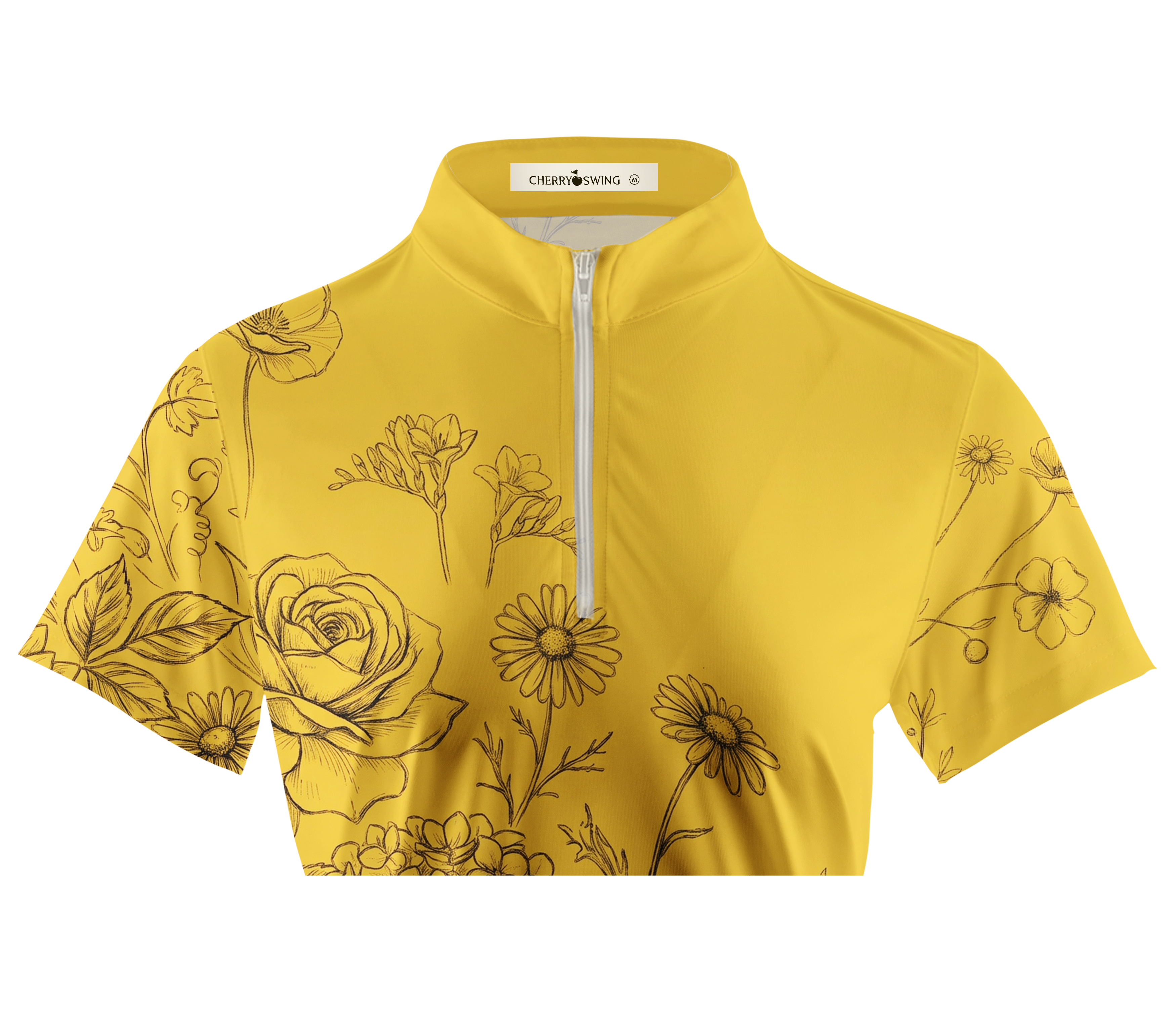 Cherryswing Women's Floral Sketch Short Sleeve Golf Shirt