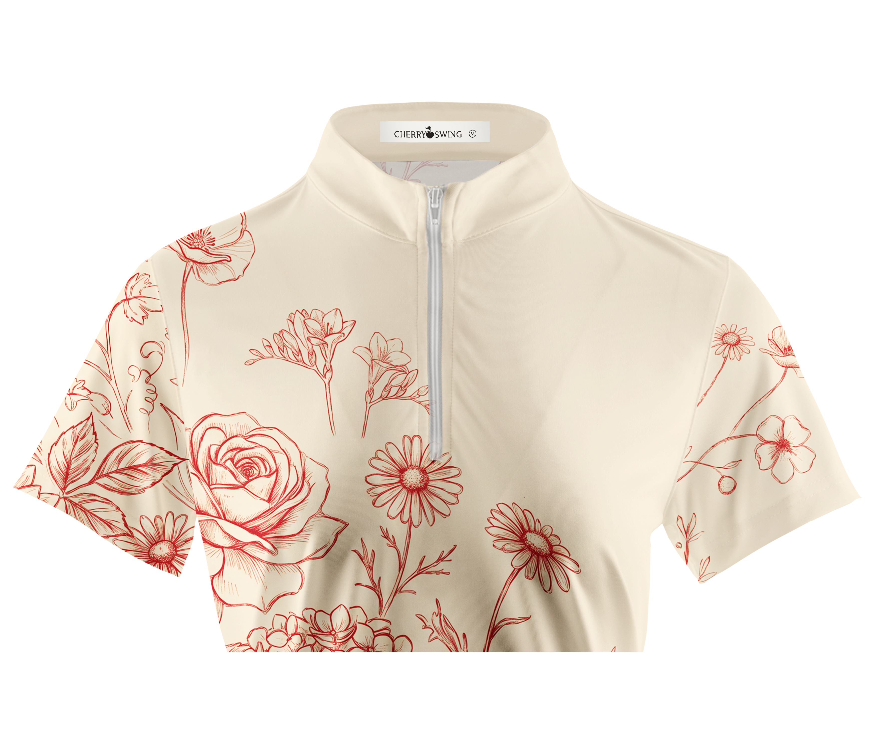 Cherryswing Women's Floral Sketch Short Sleeve Golf Shirt