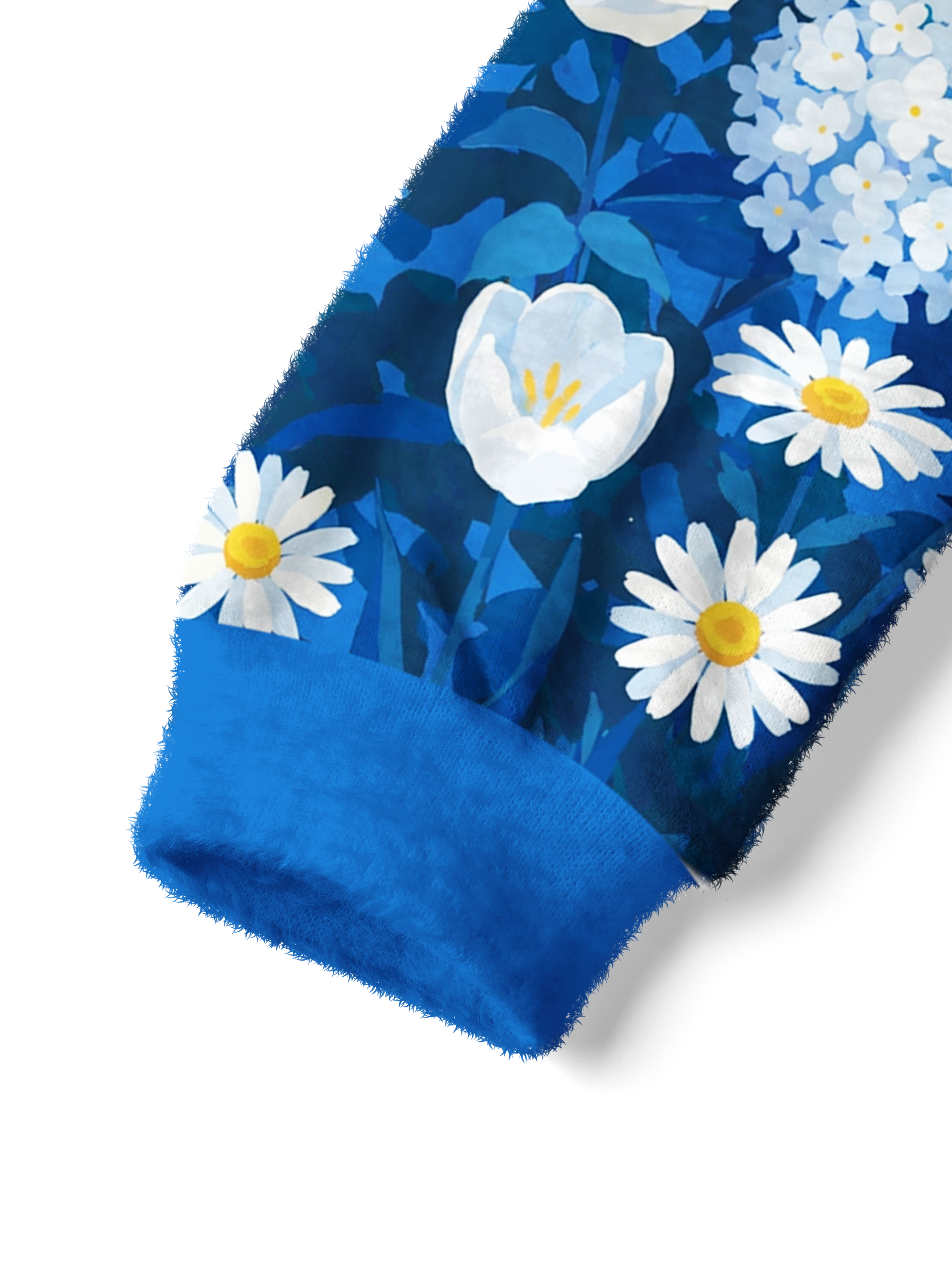 Cherryswing Women's Azure Bloom Fuzzy Knit Golf Sweater