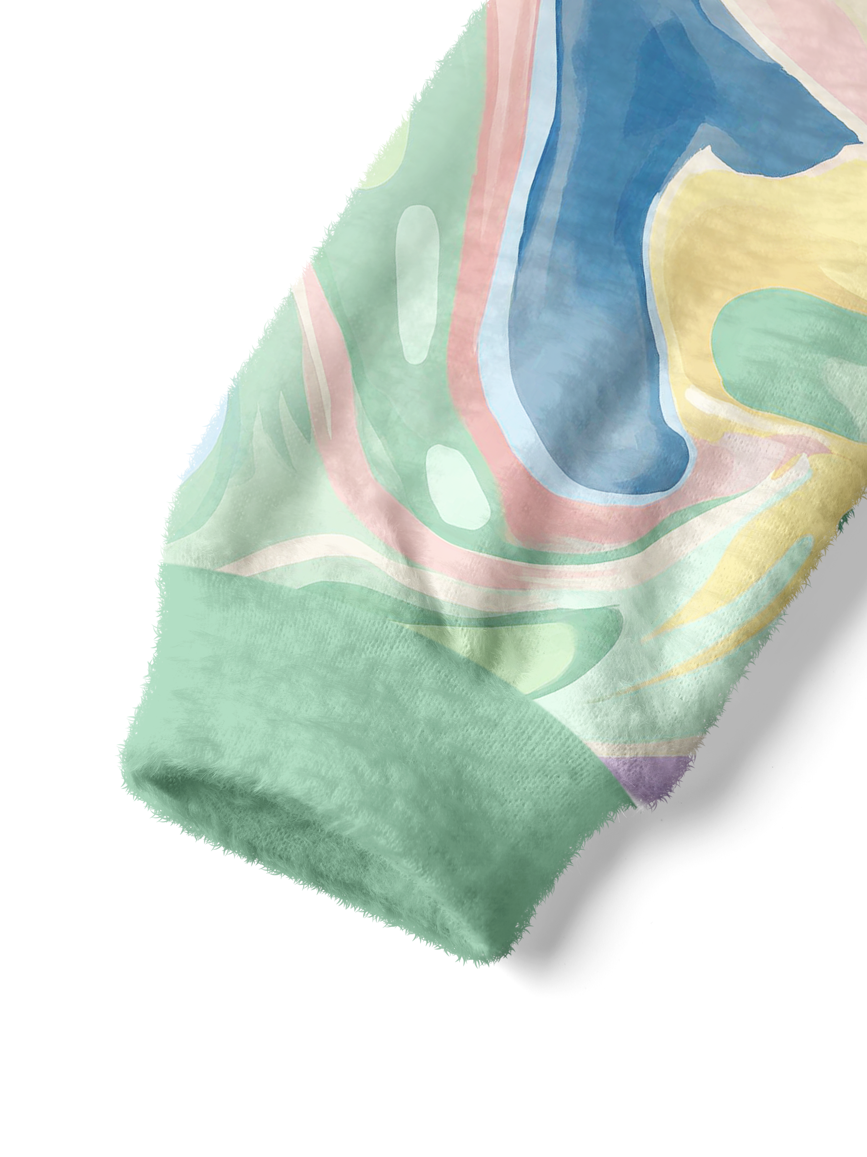 Cherryswing Women's Pastel Watercolor Fuzzy Knit Golf Sweater