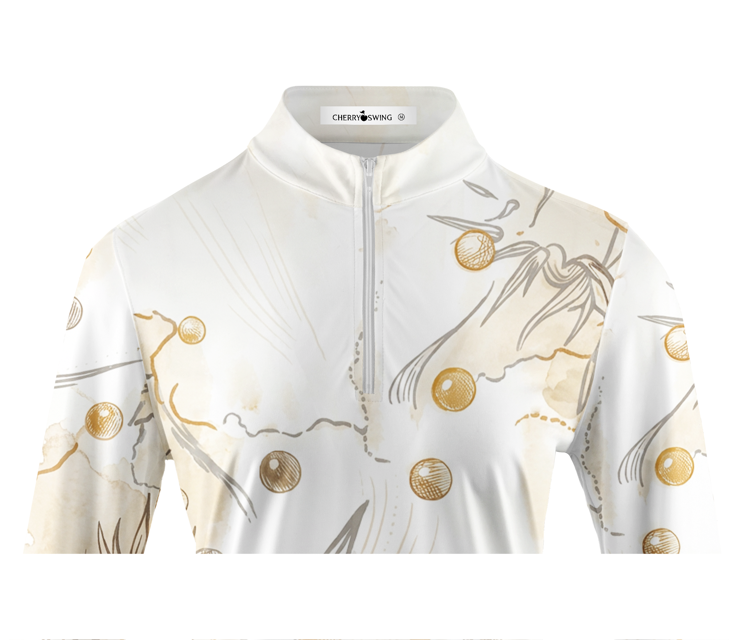 Cherryswing Women's Golden Harvest Illustration Long Sleeve Golf Shirt
