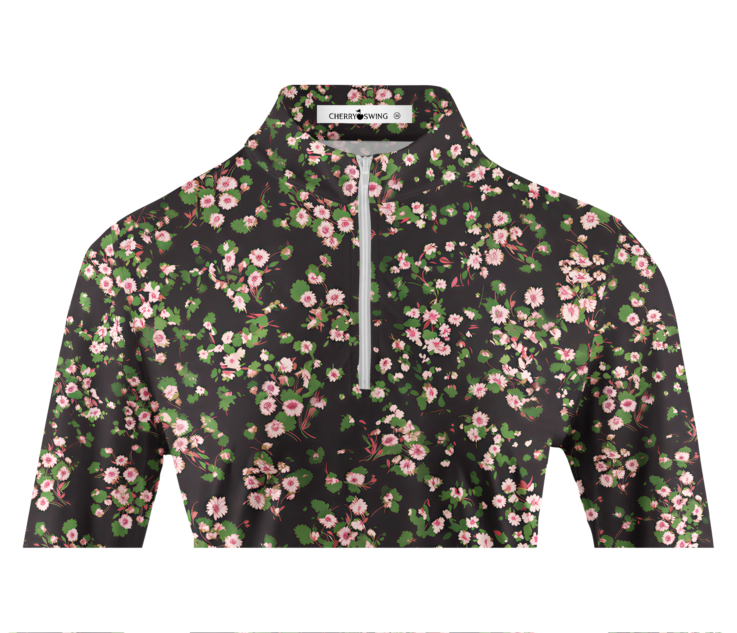 Cherryswing Women's Floral Meadow Print Long Sleeve Golf Shirt