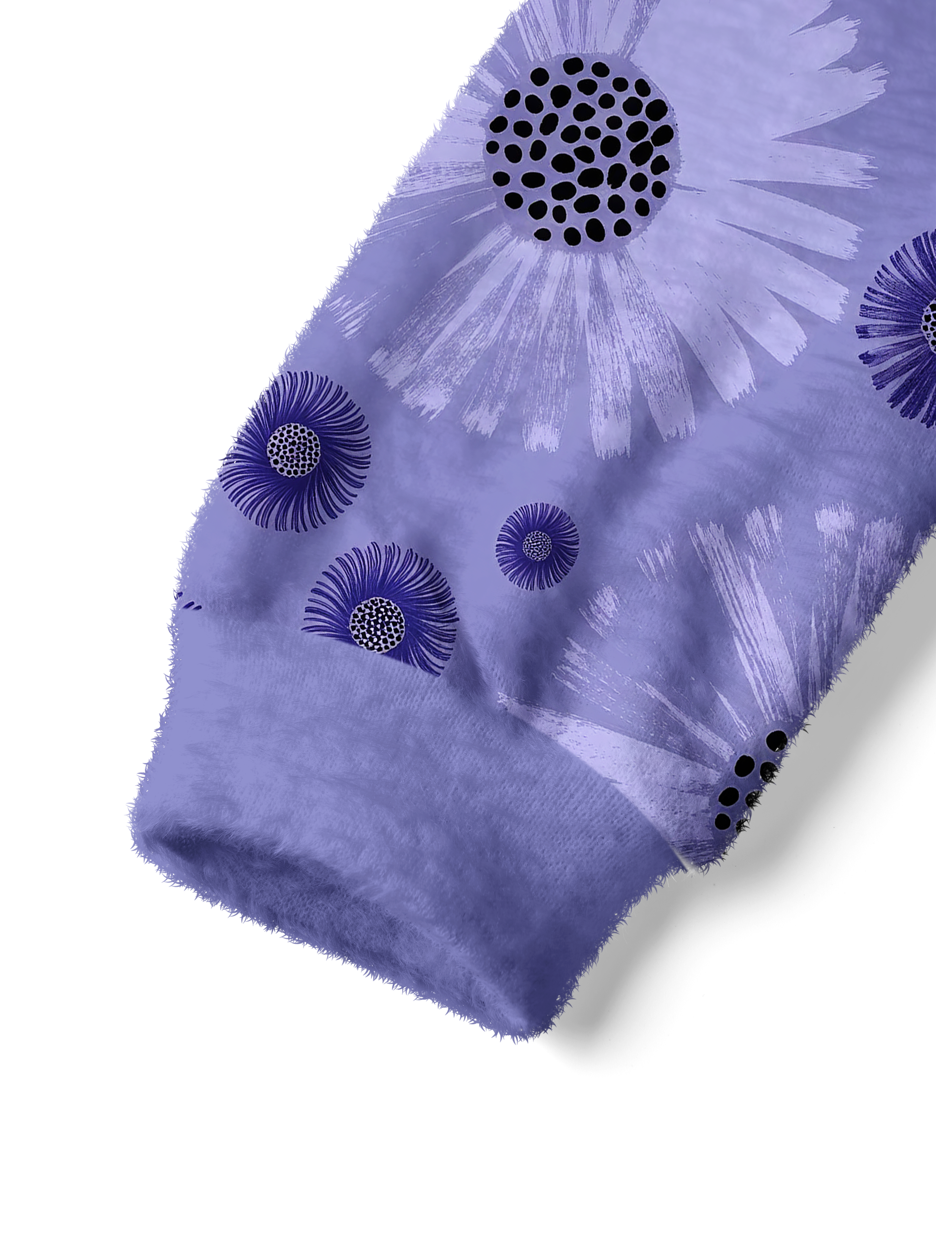 Cherryswing Women's Violet Daisy Motif Fuzzy Knit Golf Sweater