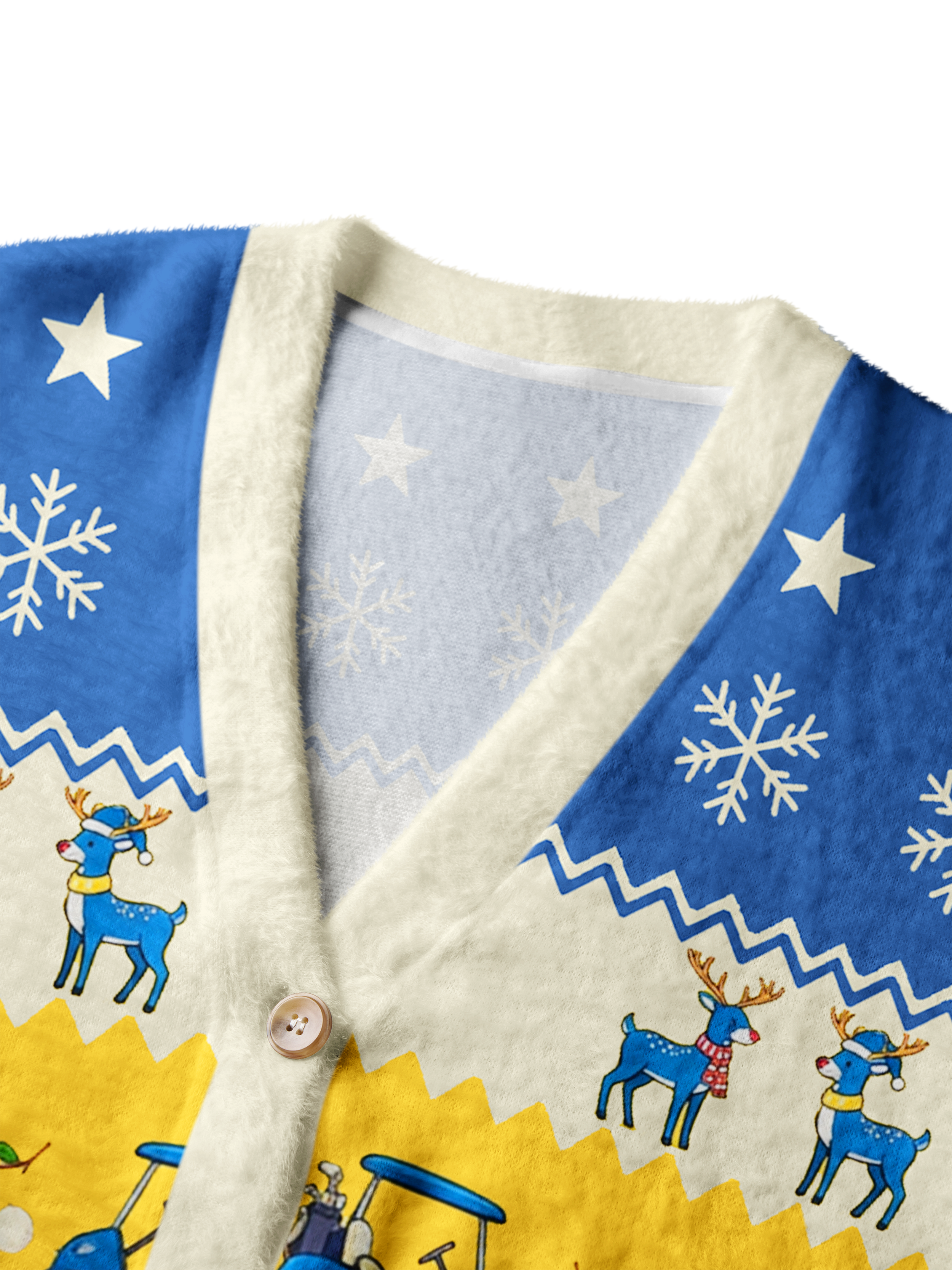 Cherryswing Women's Nordic Fair Isle Fuzzy Knit Golf Cardigan